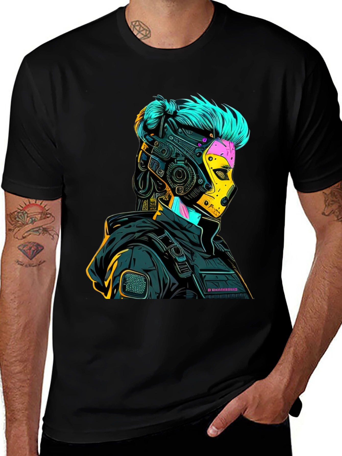 Variant 15 of Cyberpunk Warrior Graphic Tee - Sci-Fi Style