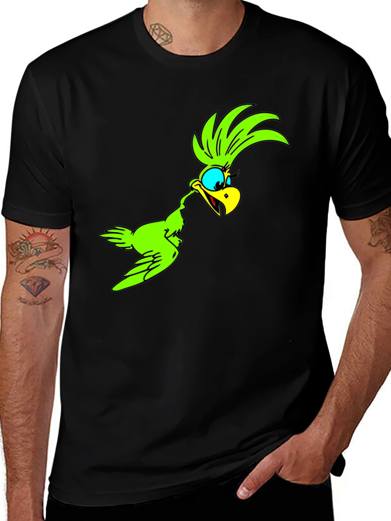 Variant 16 of Cartoon Bird Graphic Tee - Black Unisex T-Shirt