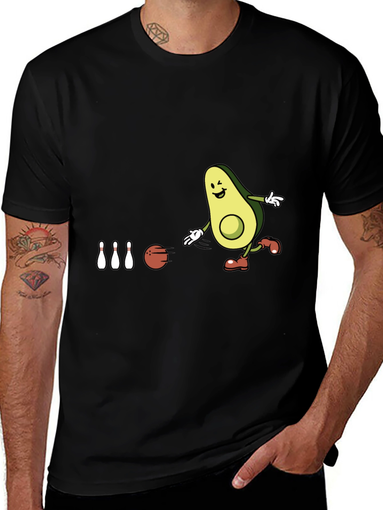 Variant 10 of Avocado Bowling Black T-Shirt