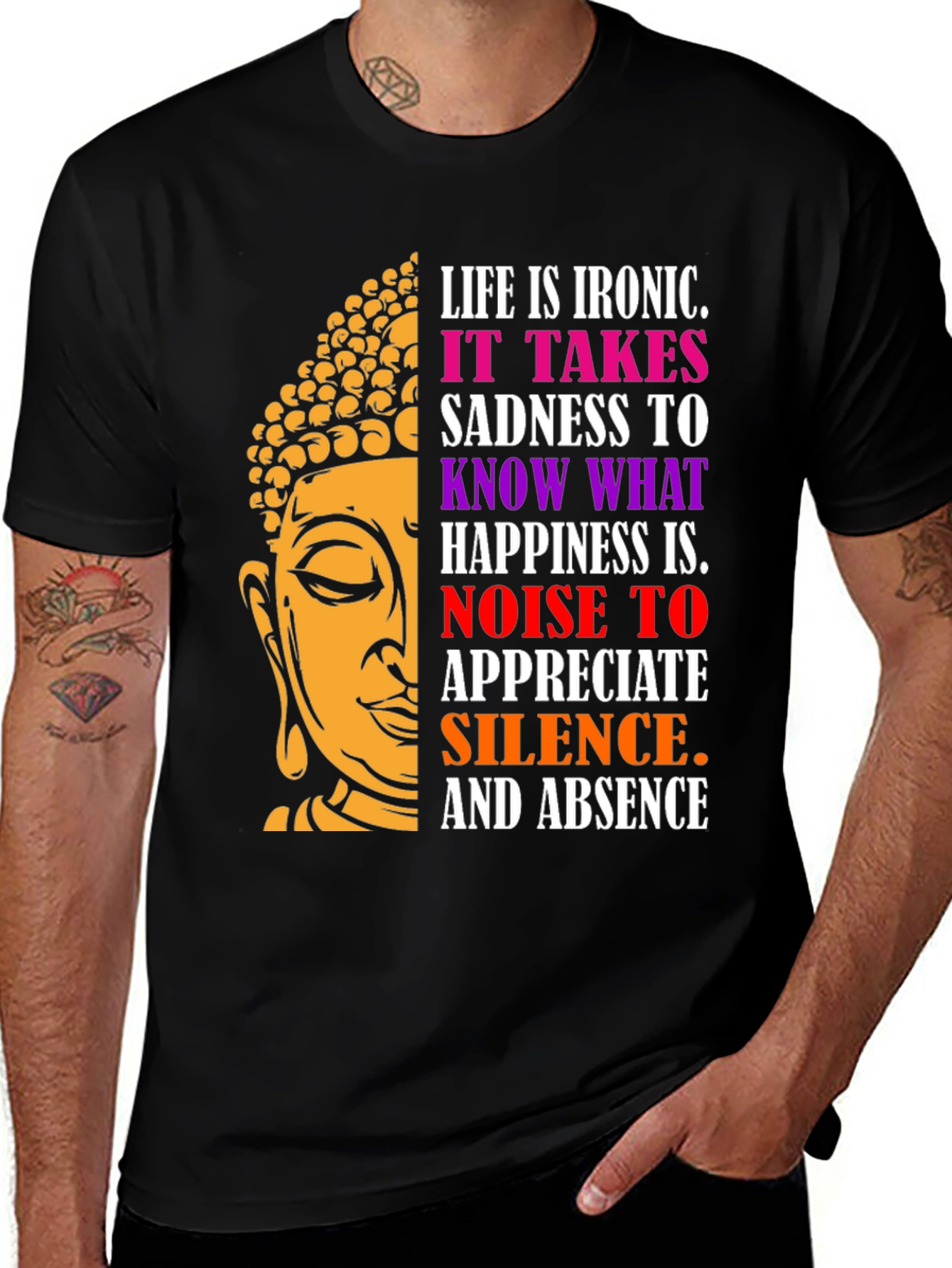 Variant 20 of Buddha Graphic Print T-Shirt - Life is Ironic