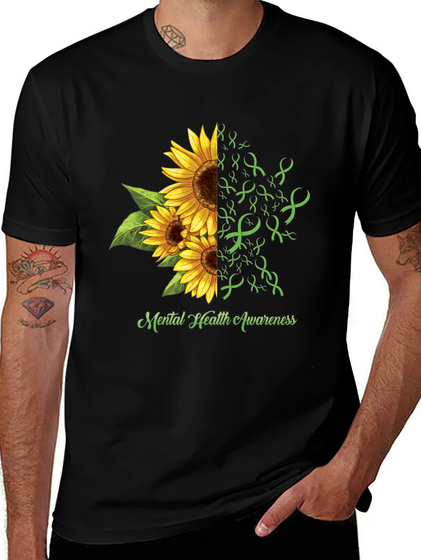 Variant 5 of Mental Health Awareness Sunflower Ribbon T-Shirt