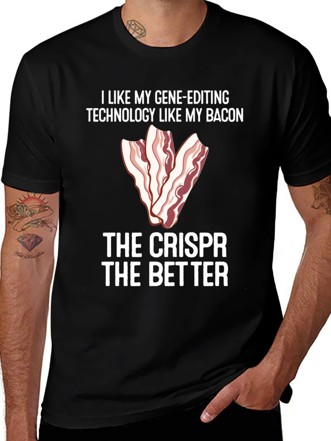Variant 10 of Crispr Bacon T-Shirt - Gene Editing Humor