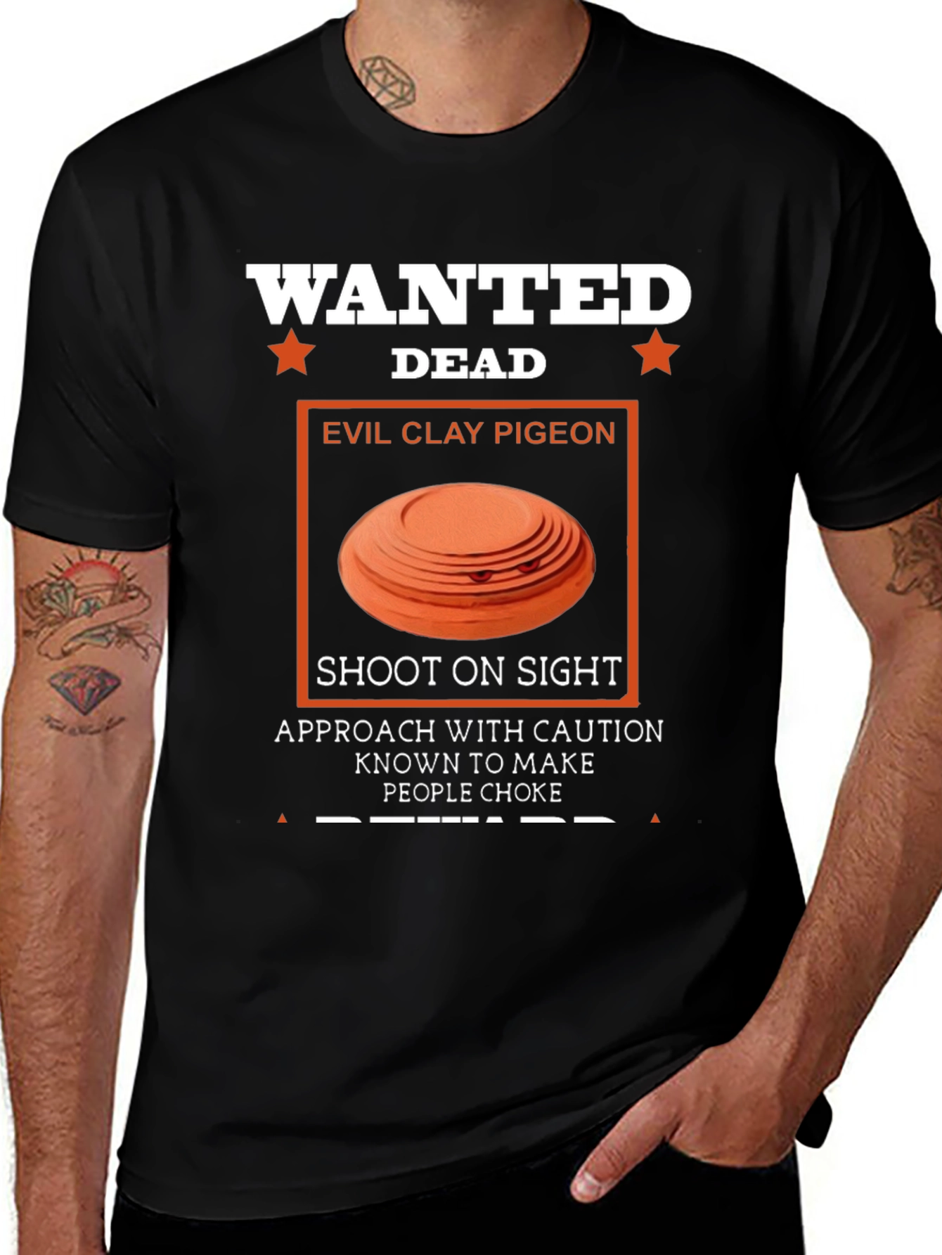 Variant 6 of Wanted Dead Evil Clay Pigeon T-Shirt