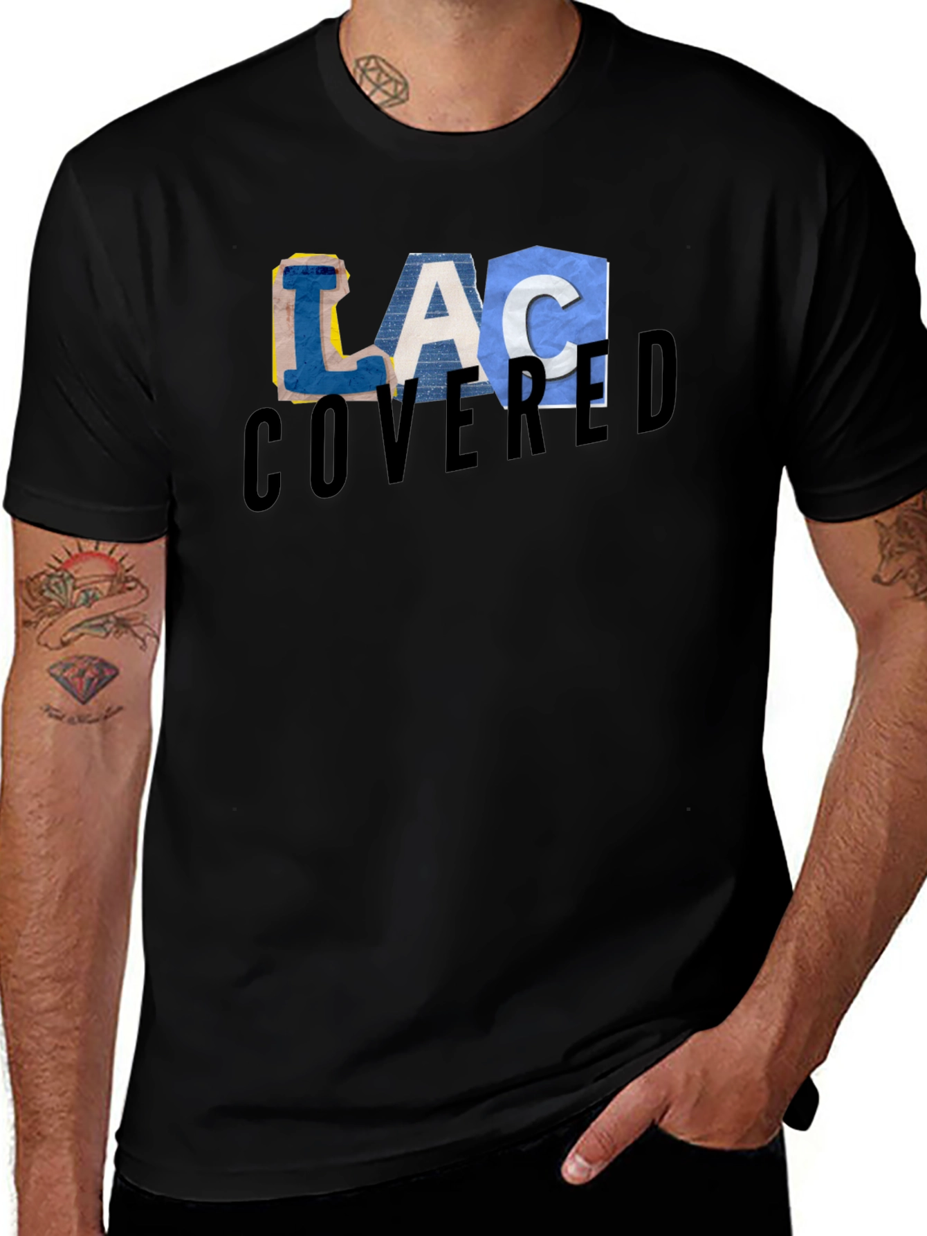 LAC Covered Graphic Tee - Stylish Black Cotton T-Shirt