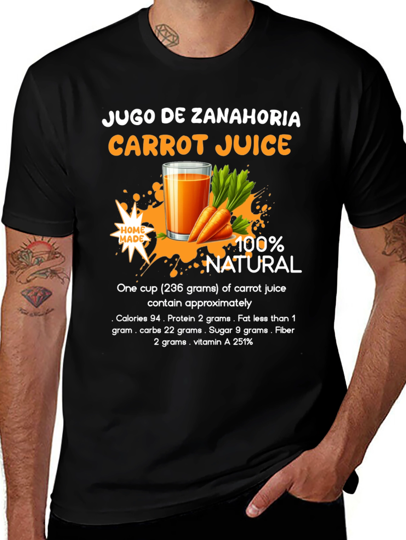 Variant 18 of Carrot Juice Nutritional Facts T-Shirt