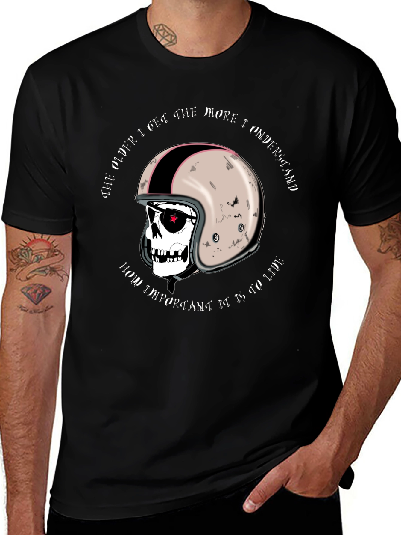 Variant 25 of Skull & Helmet Graphic Tee - Live to Ride