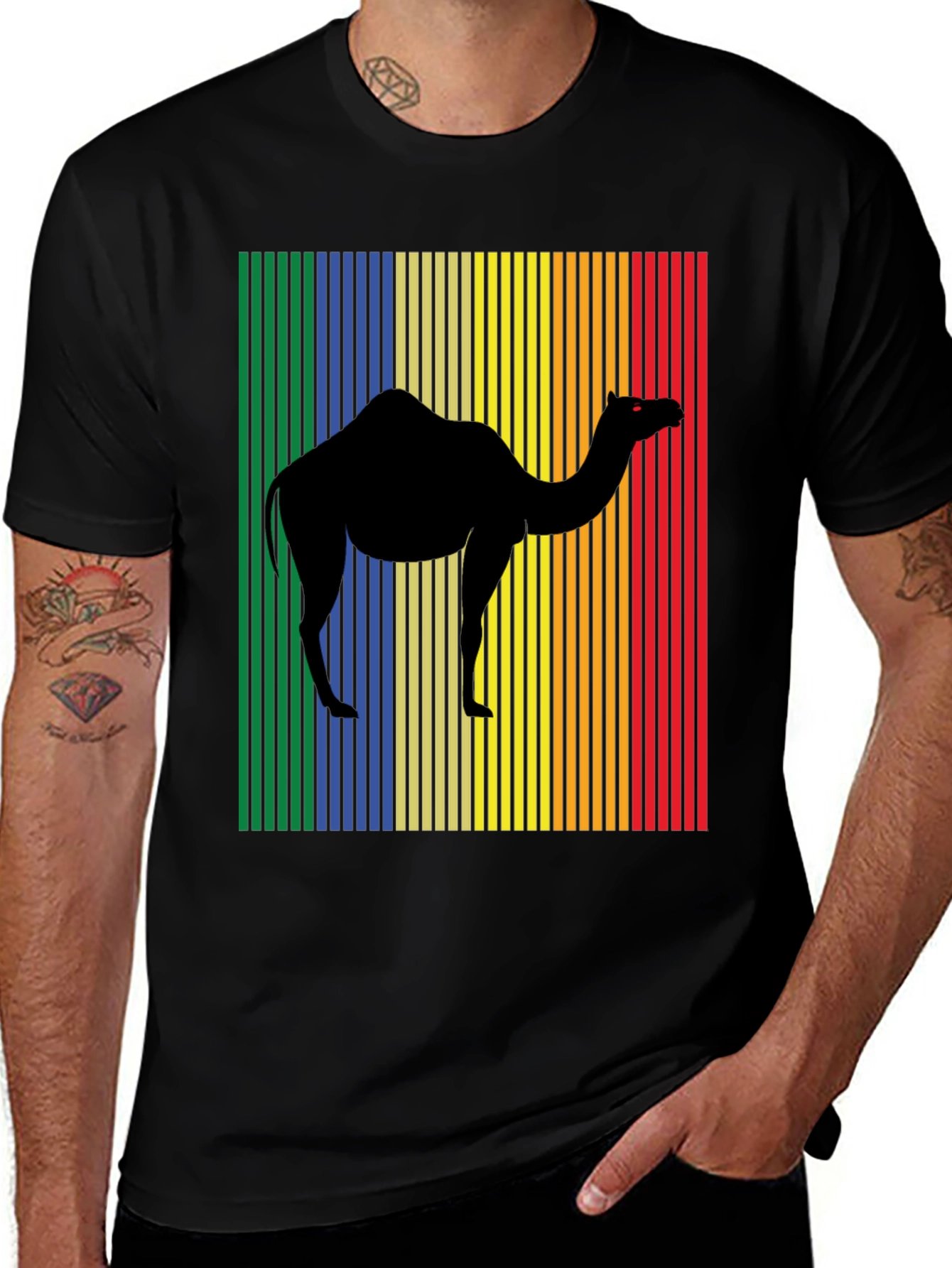 Variant 3 of Retro Camel Graphic T-Shirt - Black Cotton Tee