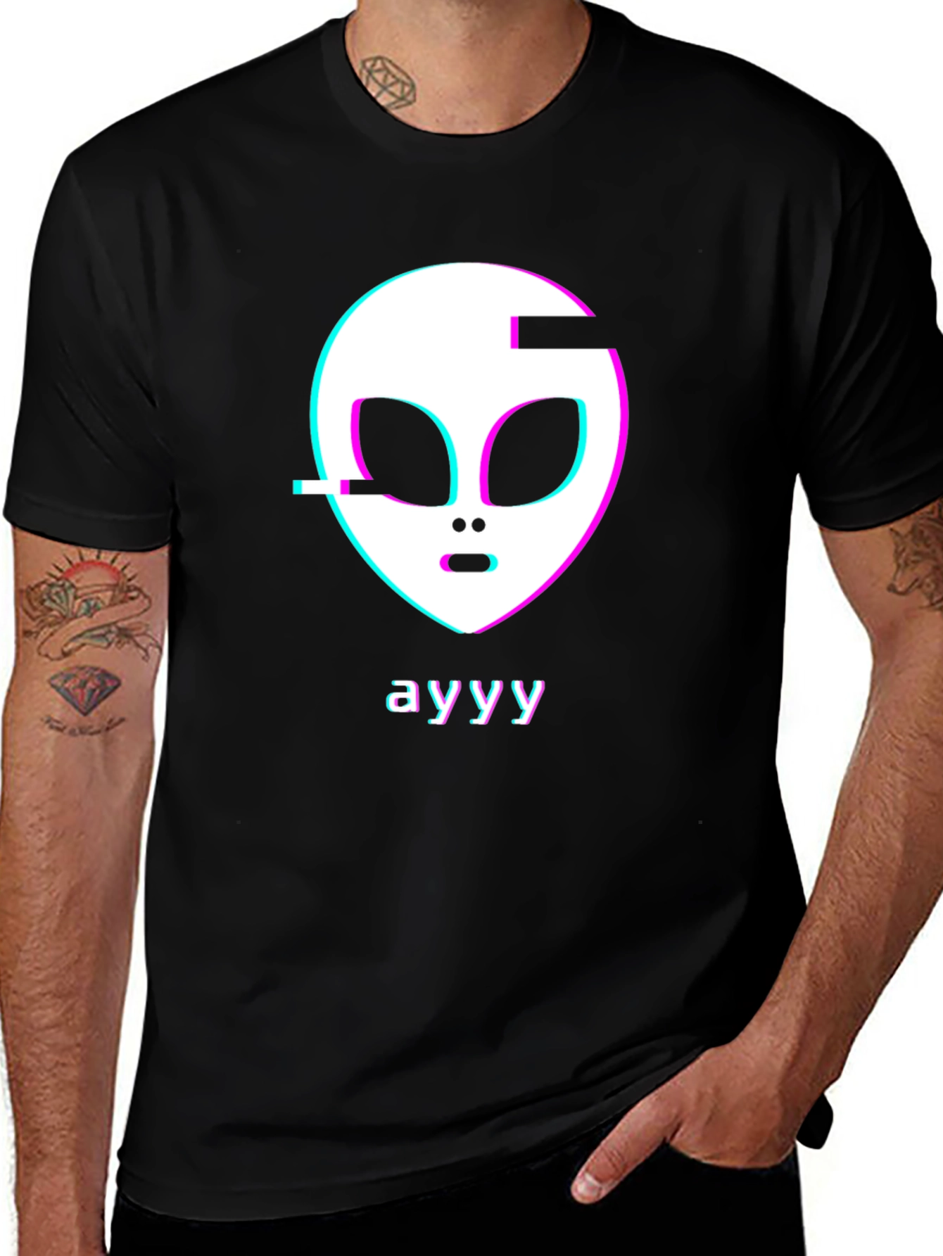 Ayyy Alien Glitch Graphic Tee - Trendy Style