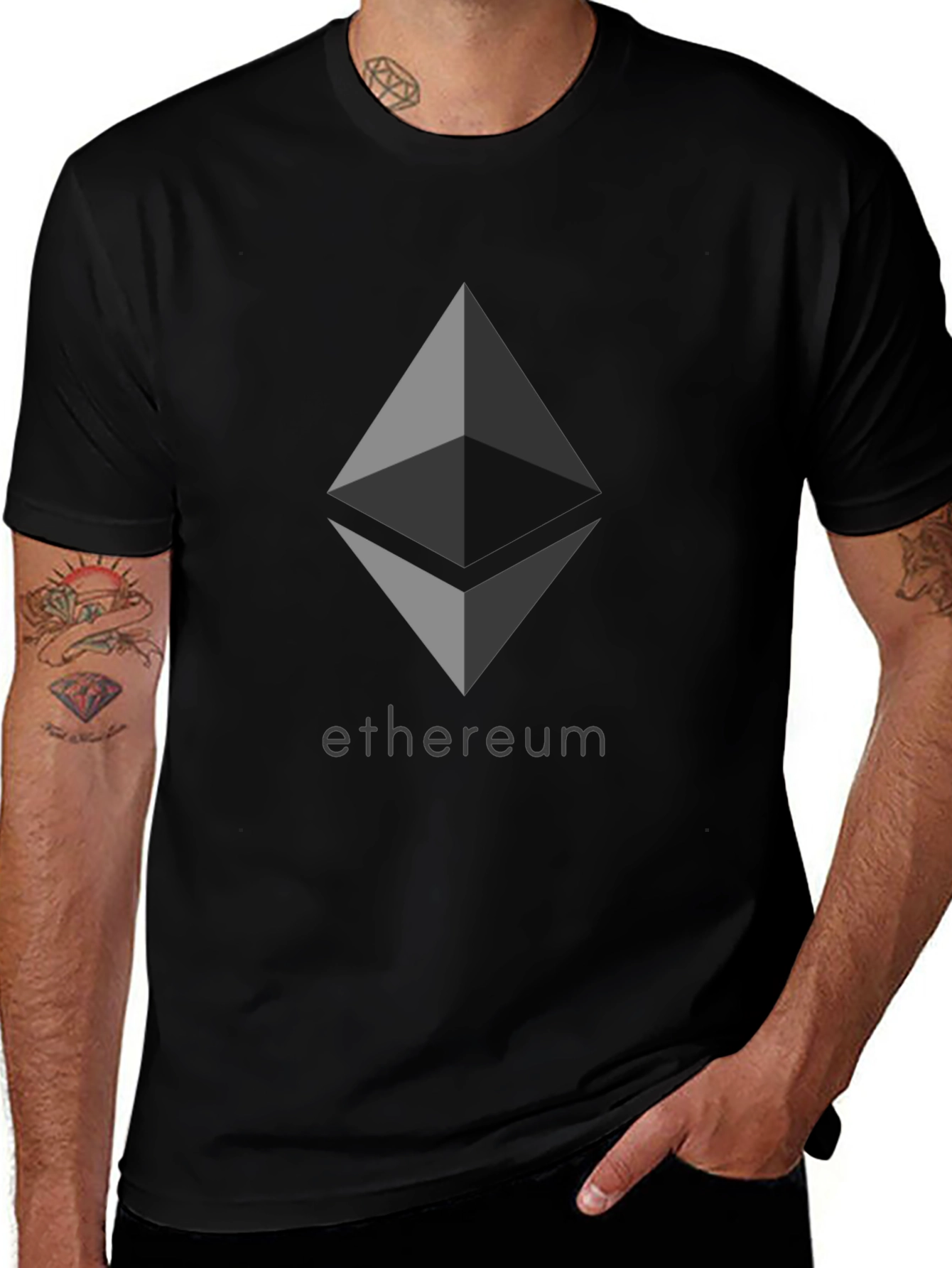 Variant 11 of Ethereum Crypto Logo Black T-Shirt