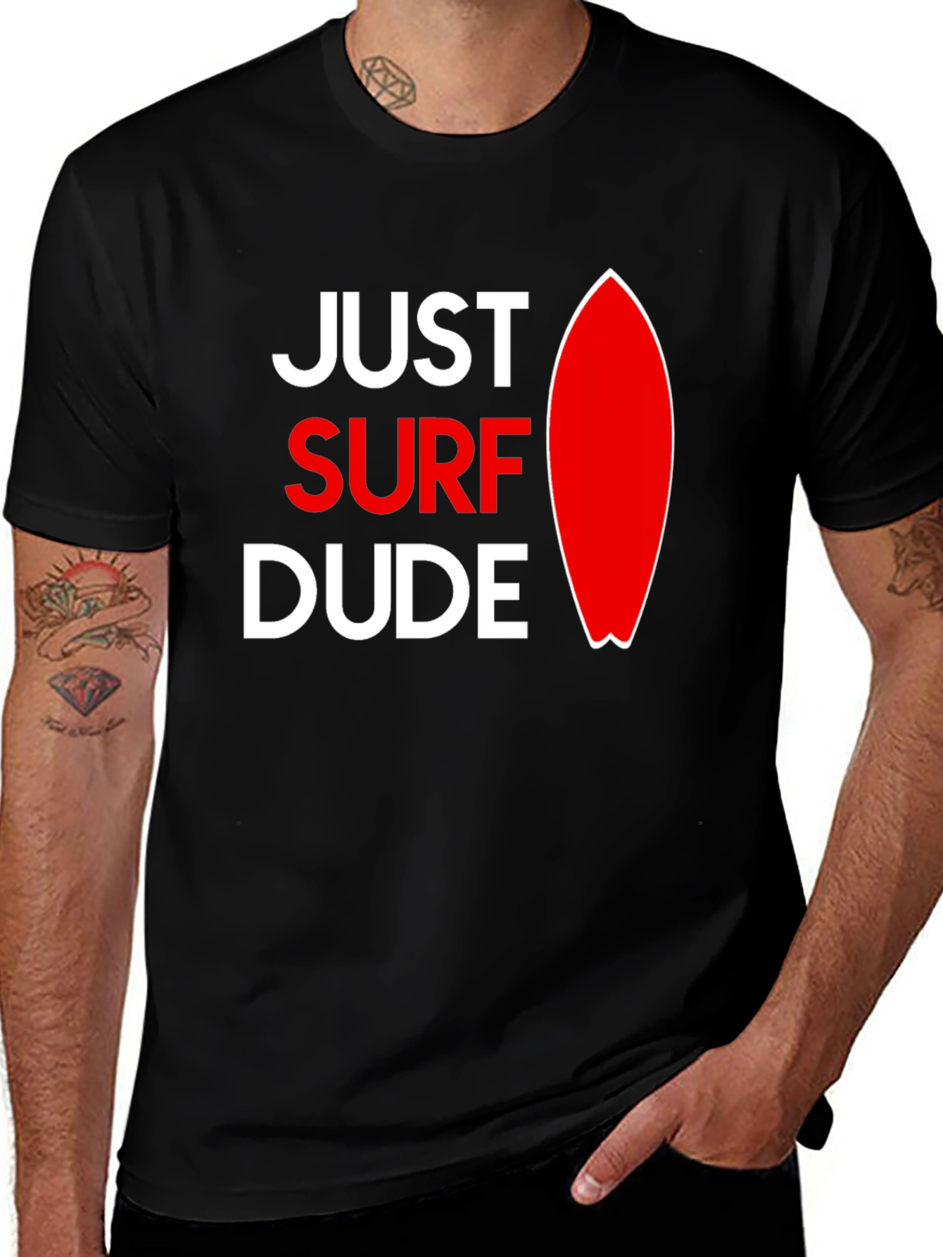 Just Surf Dude Graphic Tee - Black