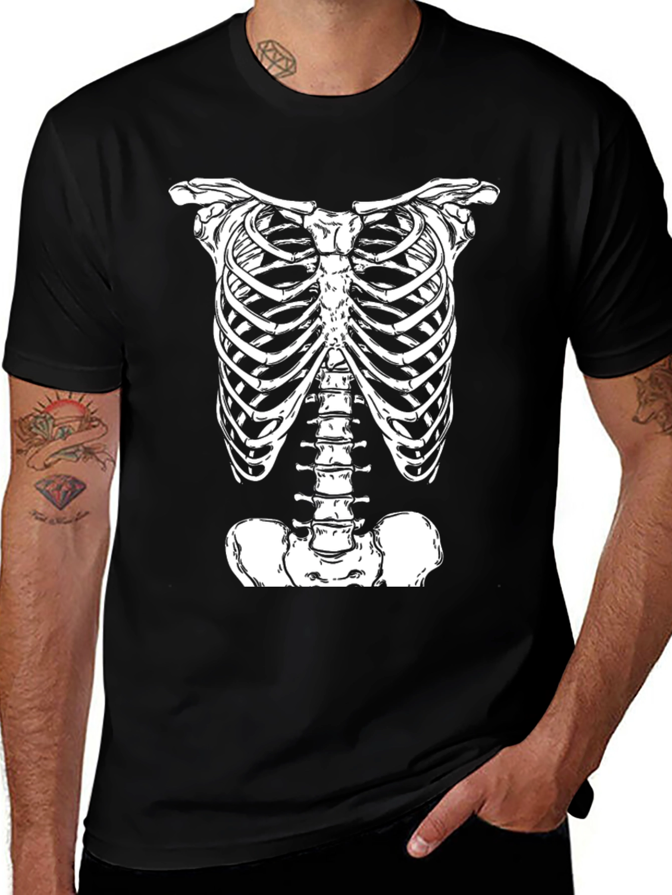 Variant 12 of Skeleton Rib Cage Graphic T-Shirt - Halloween Costume Tee