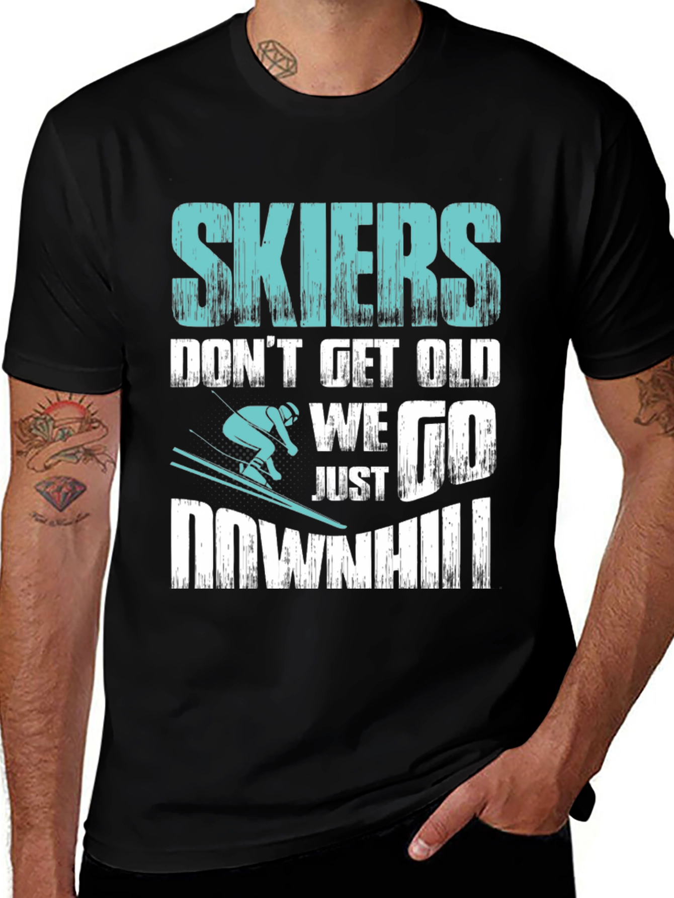 Variant 5 of Skiers Downhill T-Shirt - Funny Skiing Tee