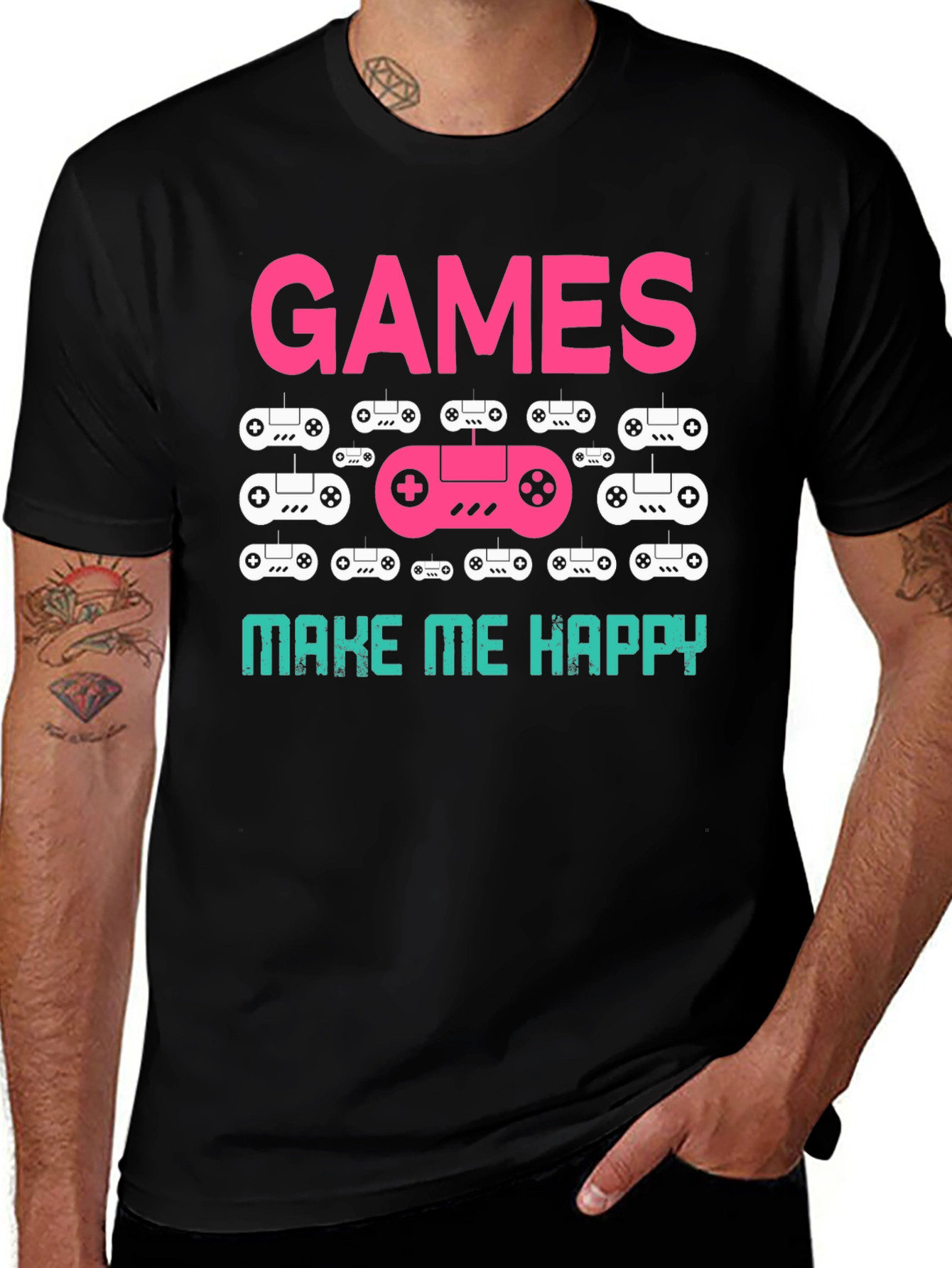 Variant 18 of Games Make Me Happy T-Shirt | Gamer Gift