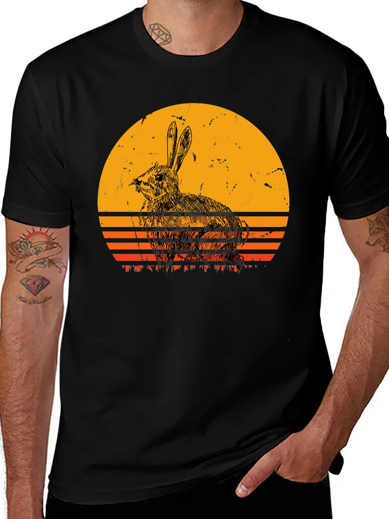 Variant 18 of Retro Rabbit Sunset Graphic T-Shirt