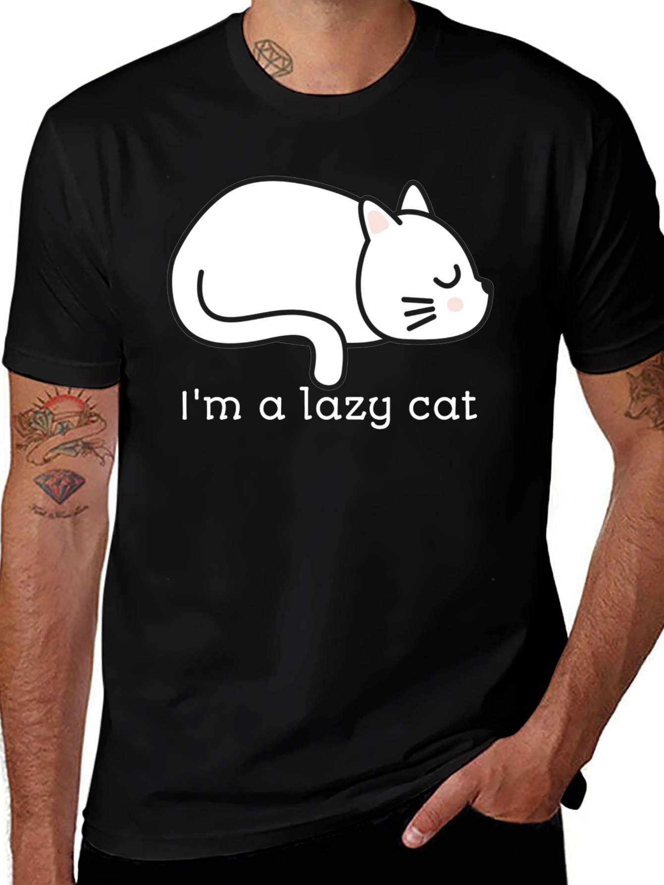 Variant 20 of Lazy Cat Graphic Tee - Unisex Black T-Shirt