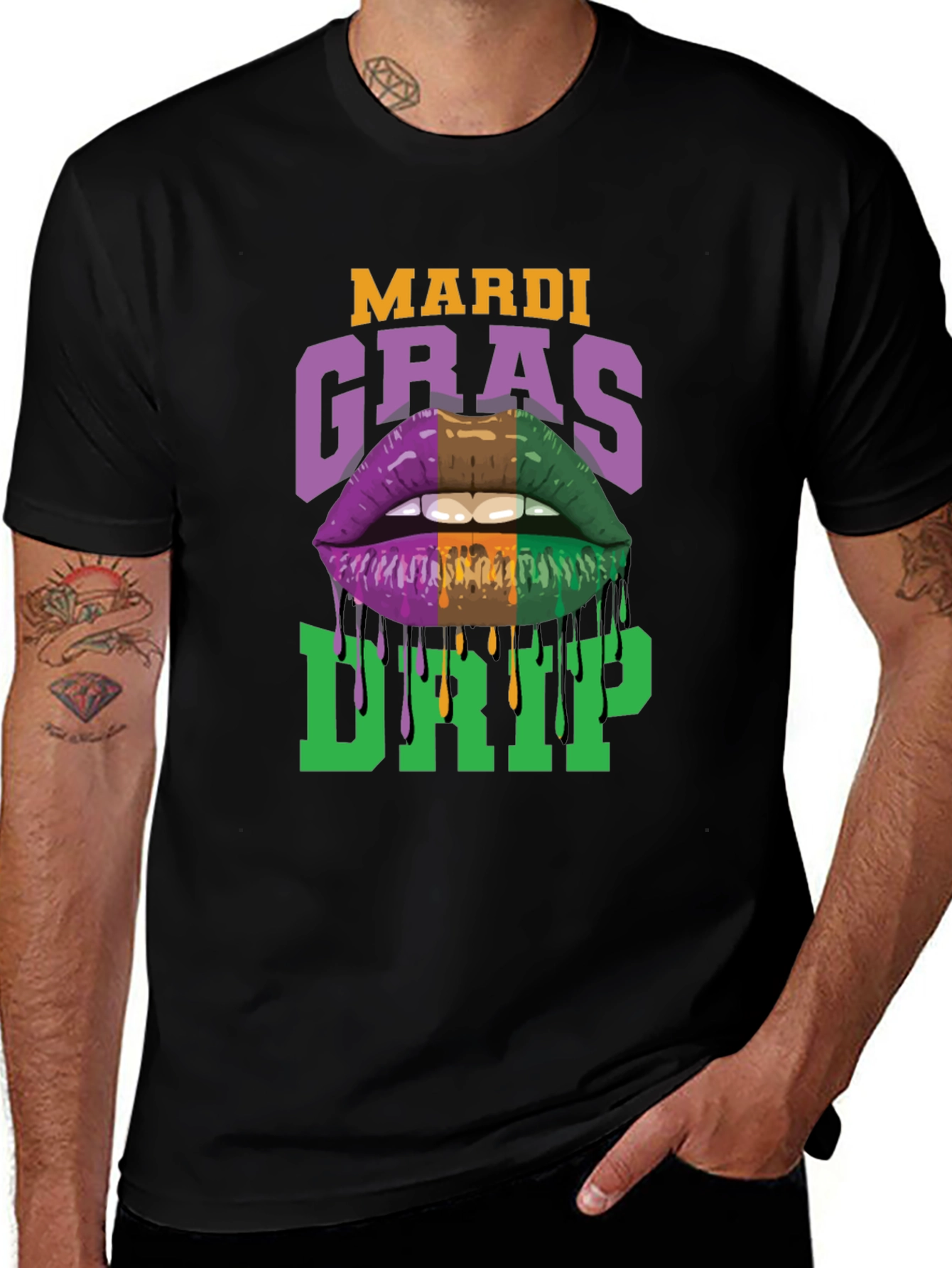 Mardi Gras Lips Drip T-Shirt