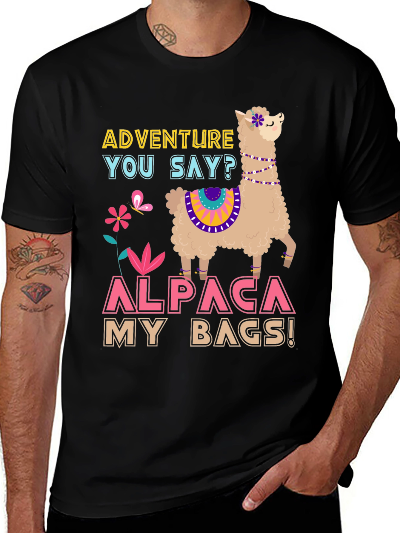 Variant 23 of Adventure Alpaca T-Shirt: Pack Your Bags!