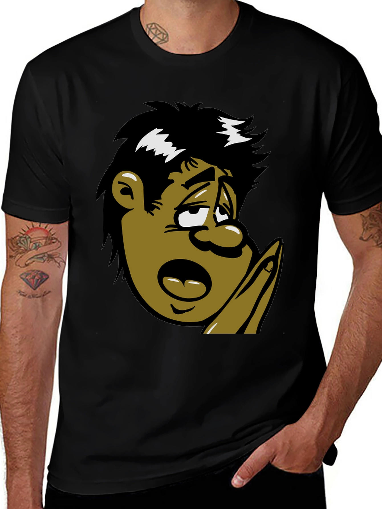 Variant 29 of Cartoon Character Graphic Print Black T-Shirt