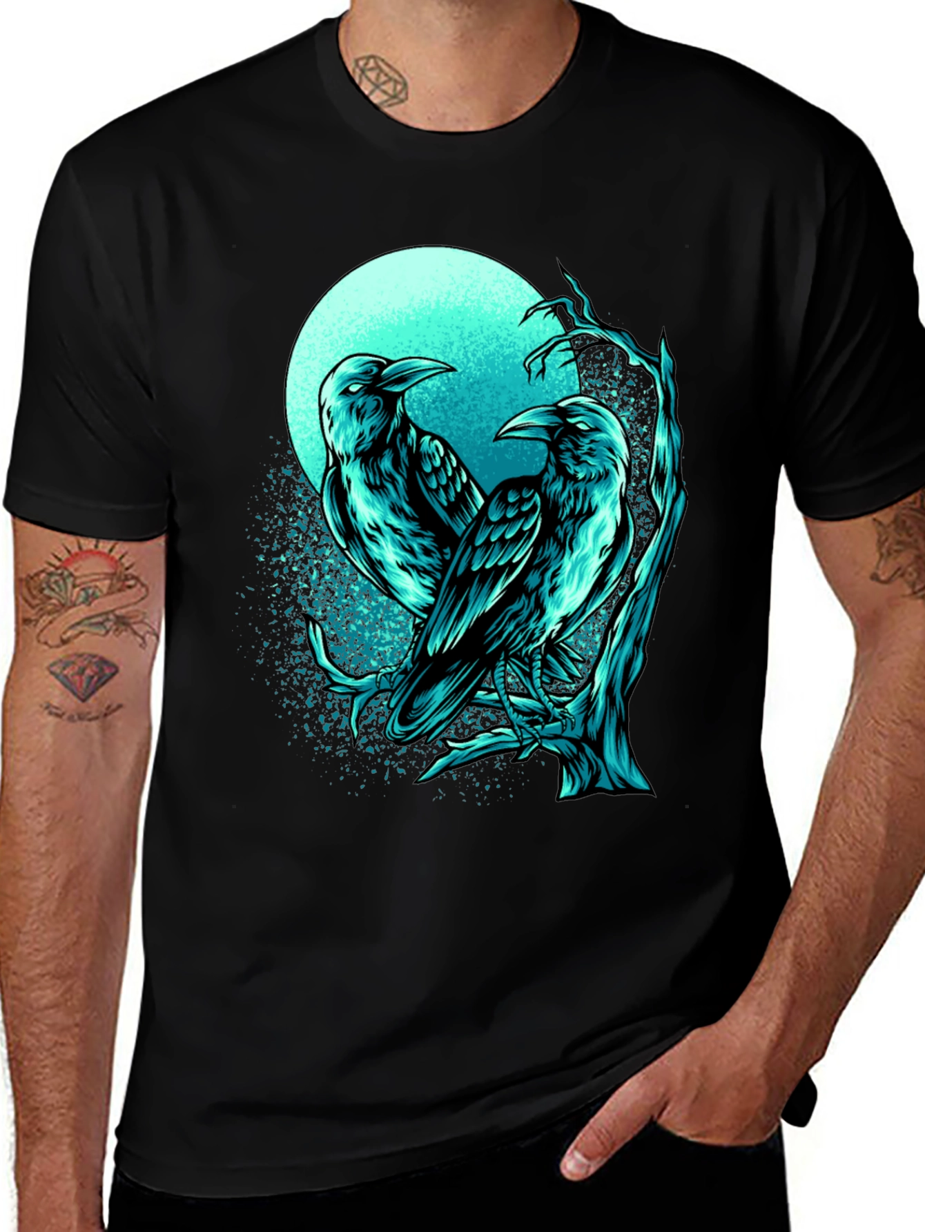 Variant 20 of Raven Moon Graphic Tee - Unique Design