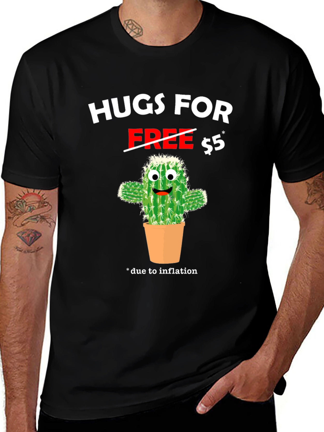 Variant 30 of Hugs For $5 Cactus T-Shirt Funny Humor Tee
