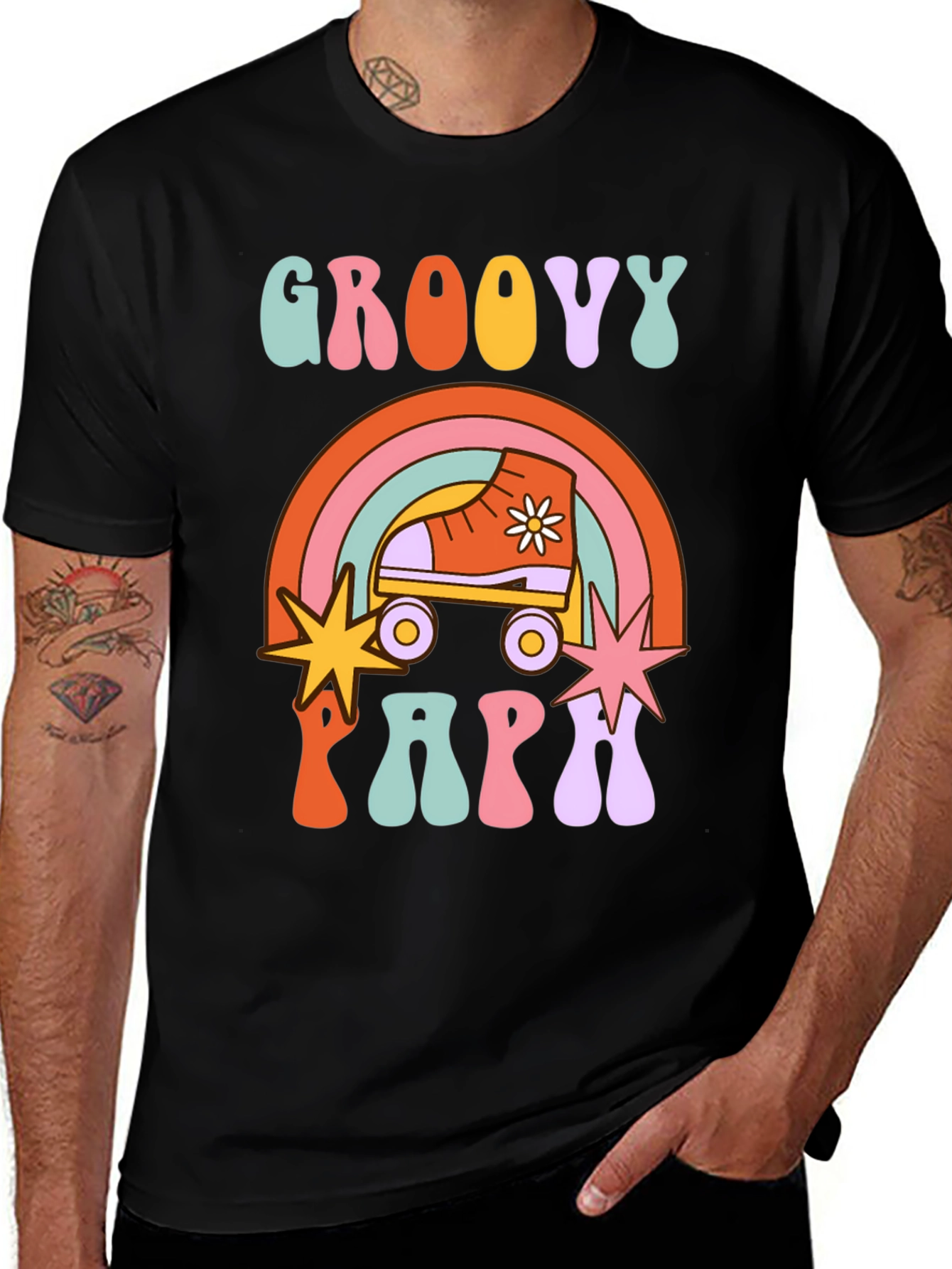 Variant 19 of Groovy Papa Retro Roller Skate T-Shirt