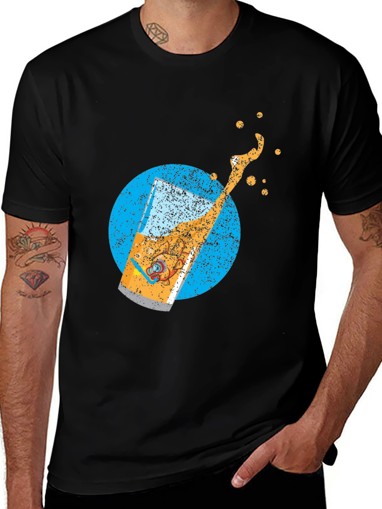 Variant 23 of Retro Beer Splash Graphic T-Shirt - Black