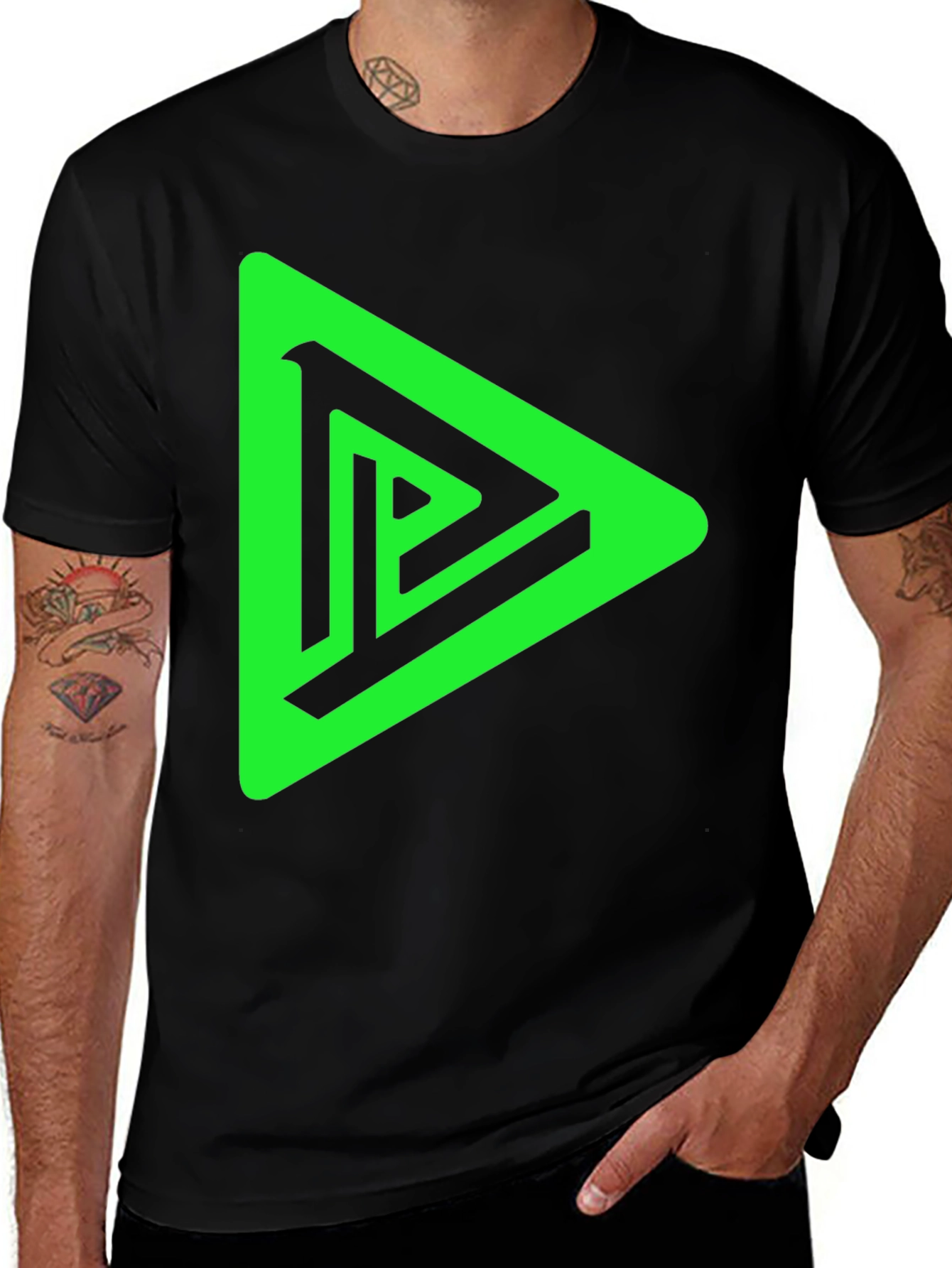 Variant 12 of Modern Triangle Graphic Black Tee