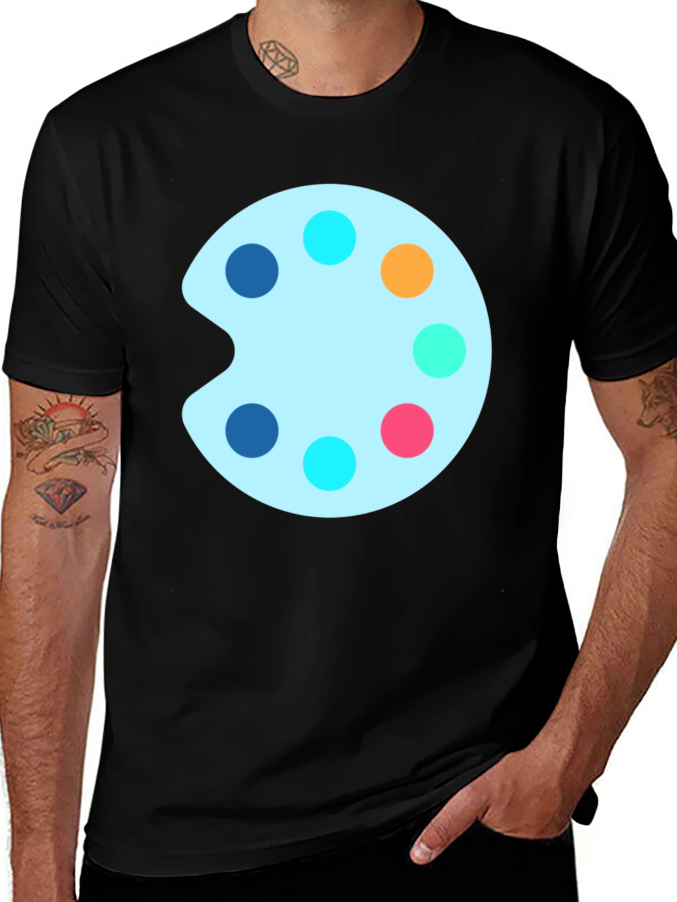 Variant 8 of Artist Palette Graphic Black T-Shirt