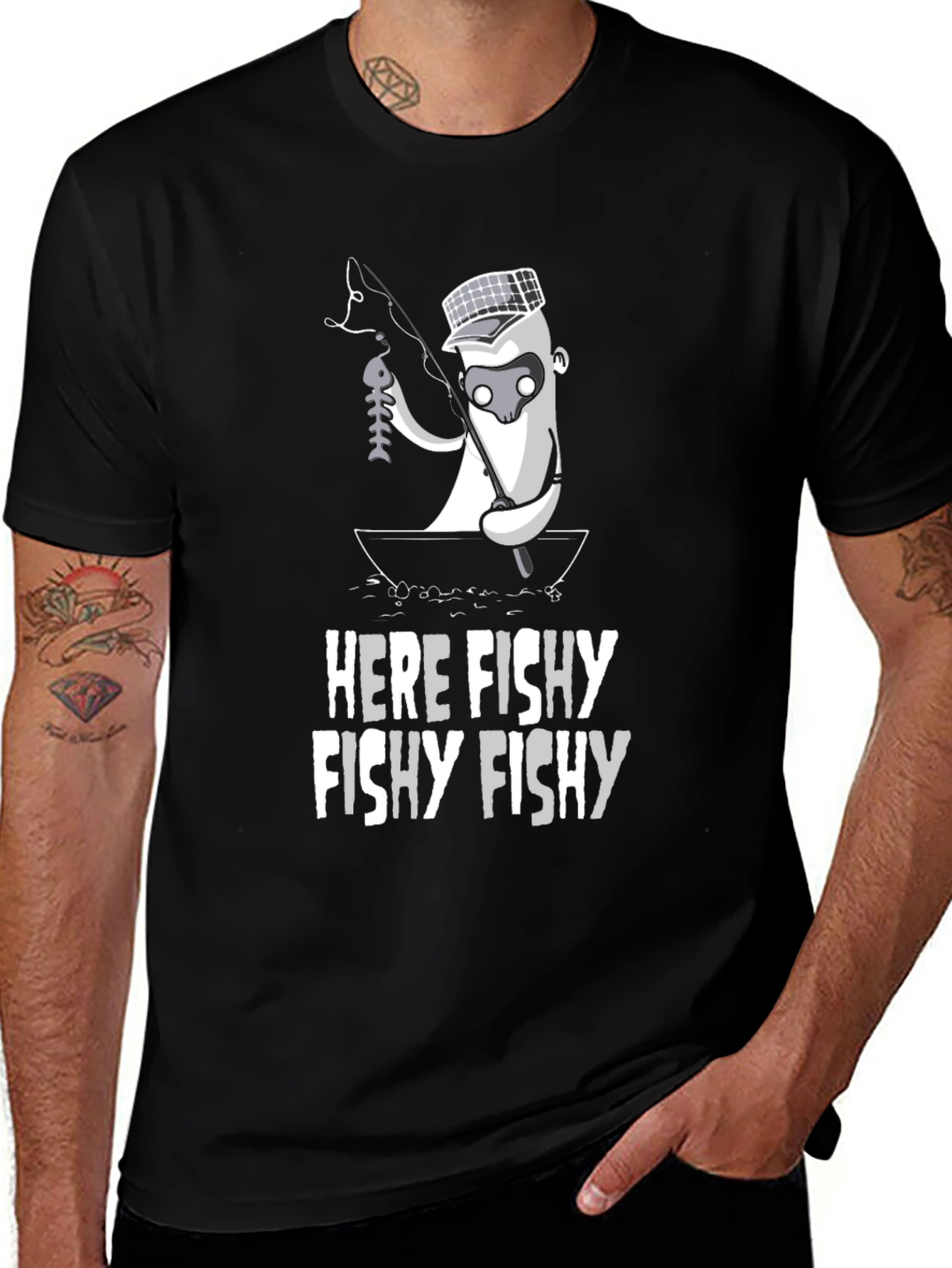 Variant 24 of Here Fishy T-Shirt - Funny Fishing Graphic Tee