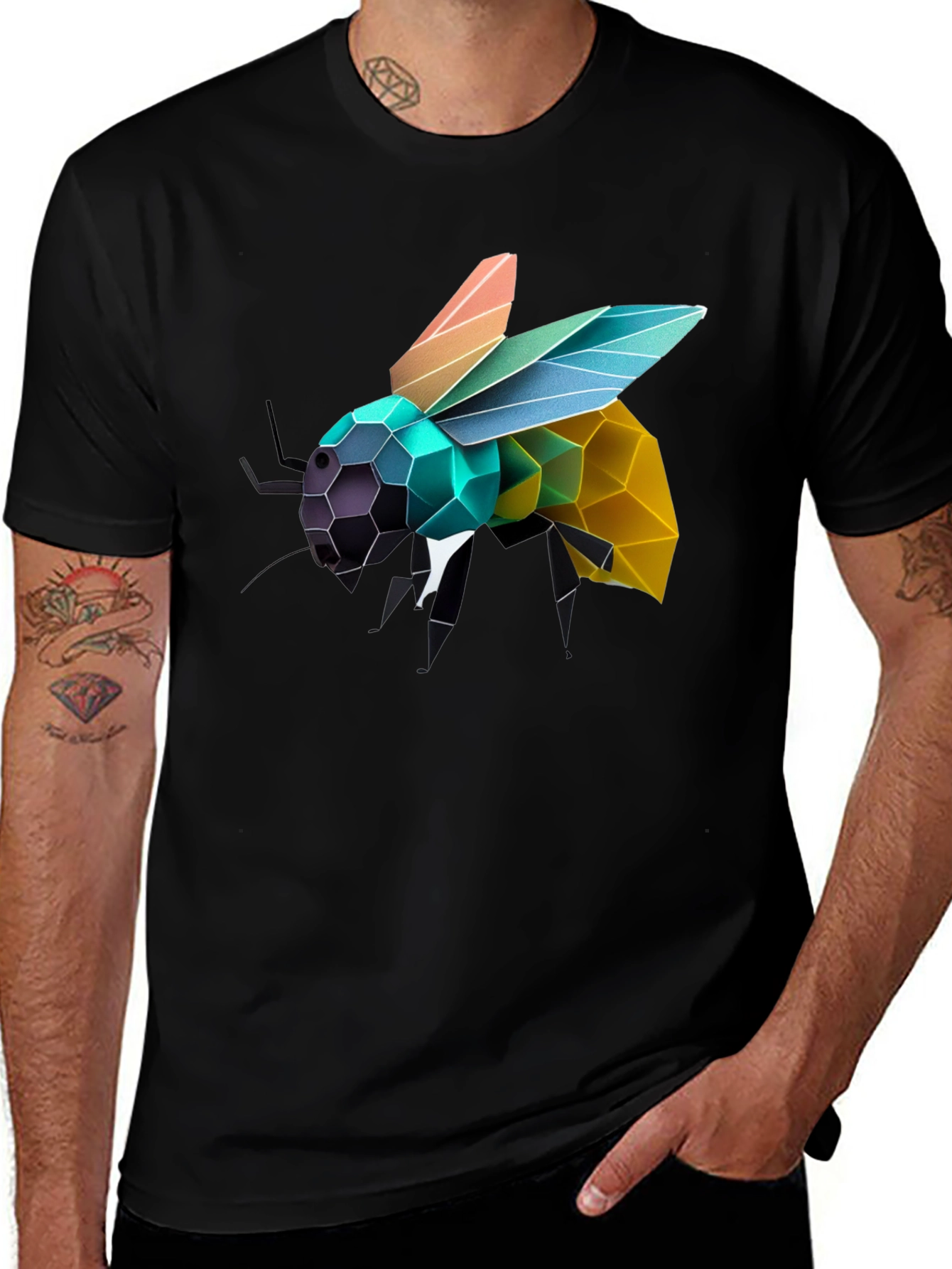 Variant 20 of Geometric Bee Graphic T-Shirt - Stylish and Unique