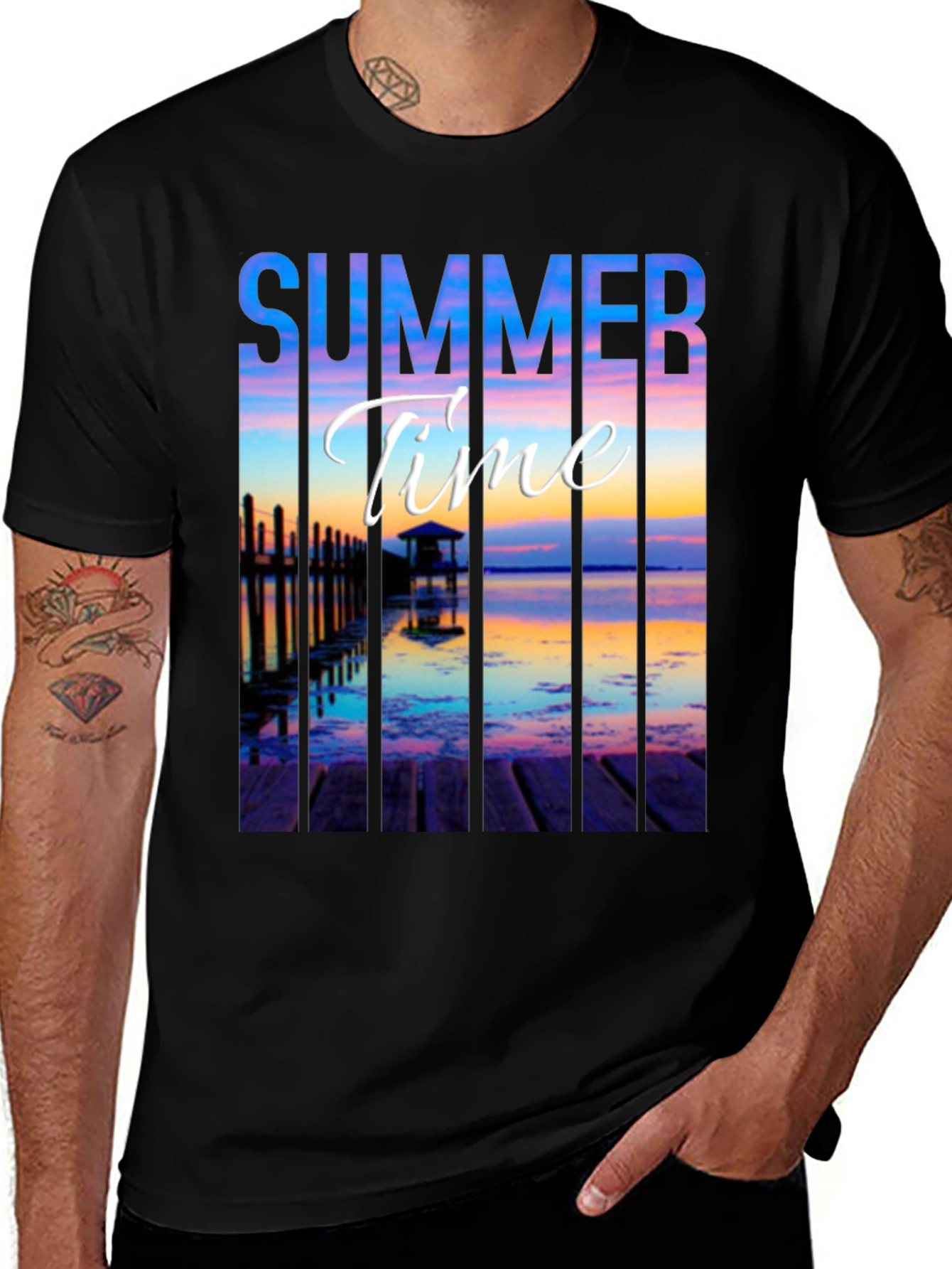 Variant 4 of Summer Time Black Graphic T-Shirt