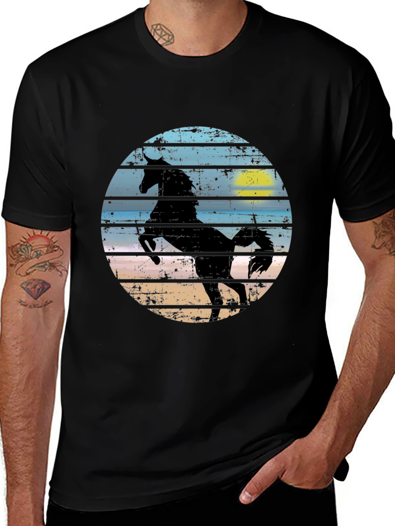 Variant 8 of Horse Silhouette Graphic Tee - Men's Black T-Shirt