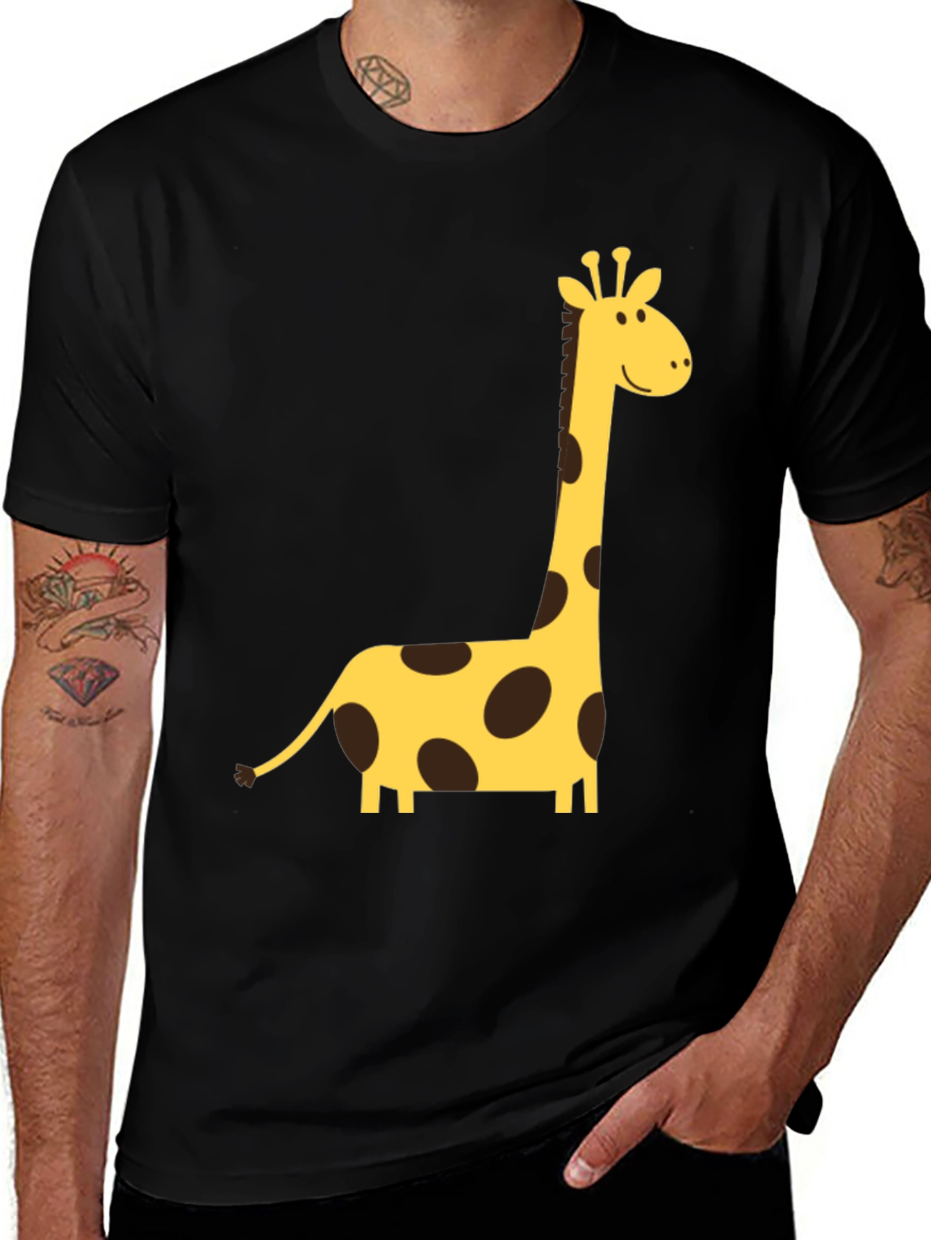 Black Giraffe Graphic Tee - Black Crew Neck T-Shirt main image