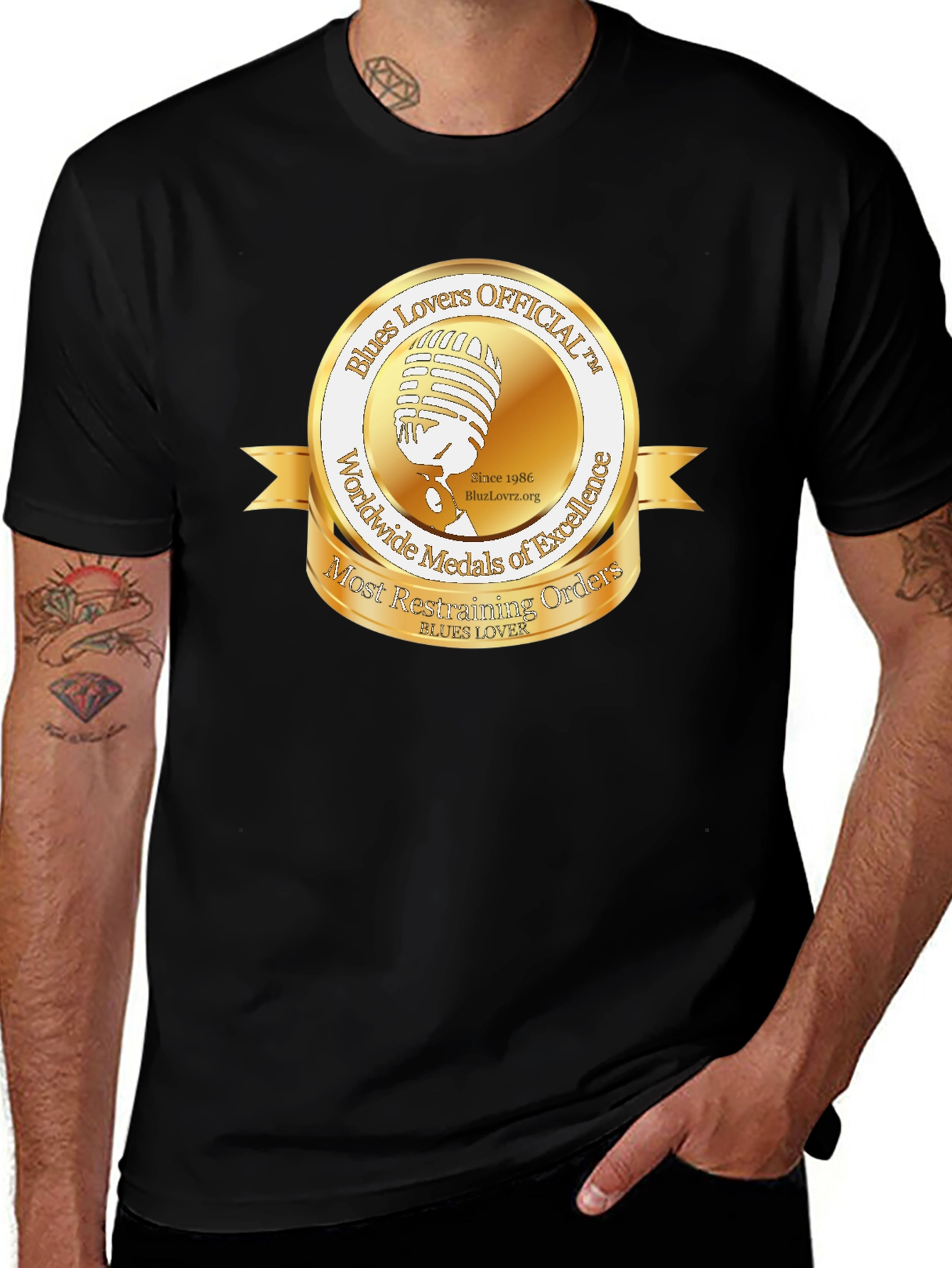 Variant 3 of Blues Lovers Official T-Shirt - Music Medal Design