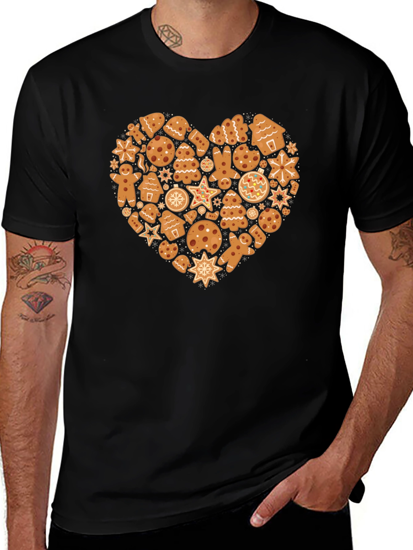 Variant 19 of Gingerbread Heart T-Shirt - Festive Holiday Apparel