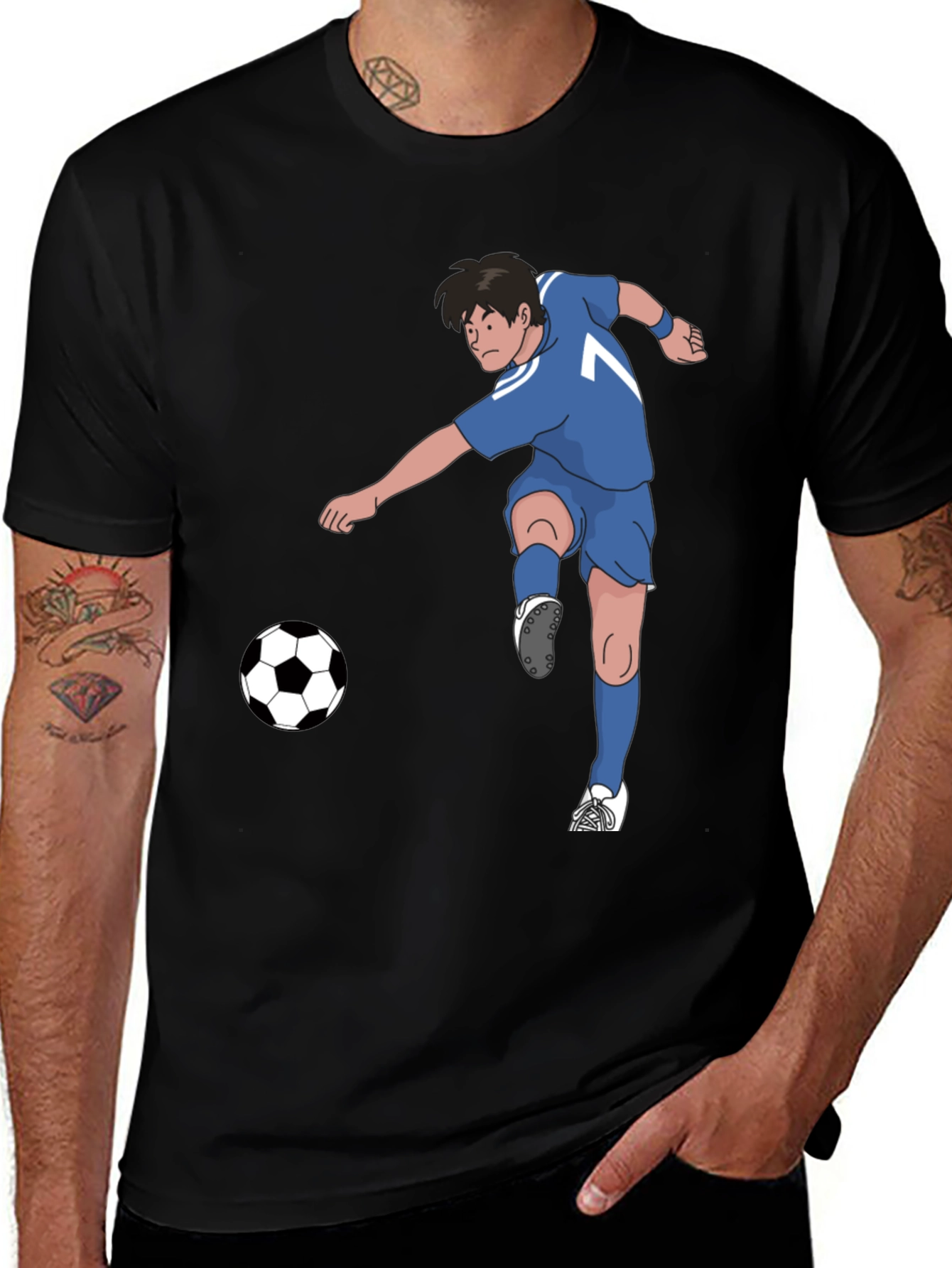 Variant 24 of Soccer Player Graphic Tee - Black T-Shirt