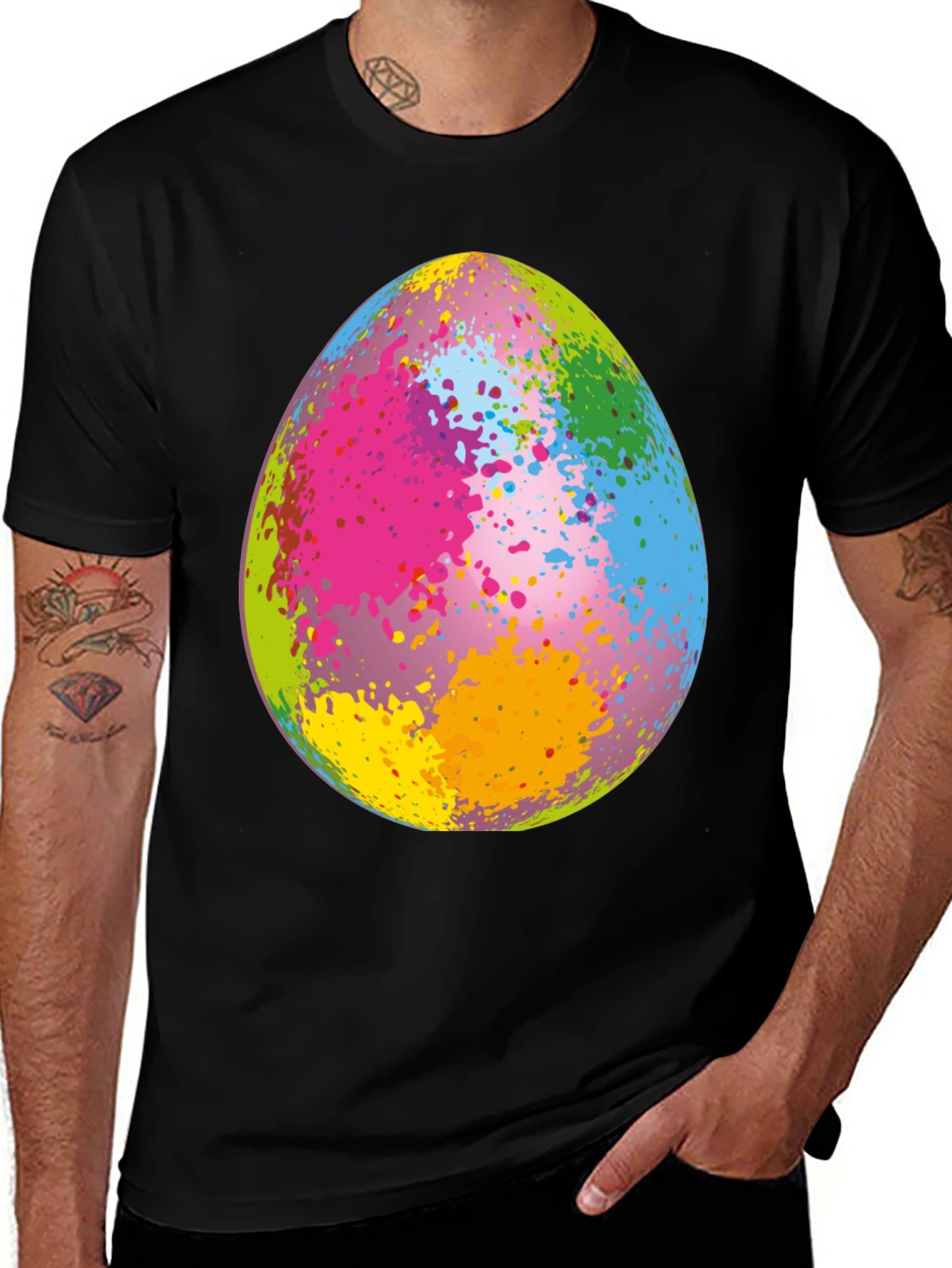 Colorful Splatter Easter Egg Graphic Tee