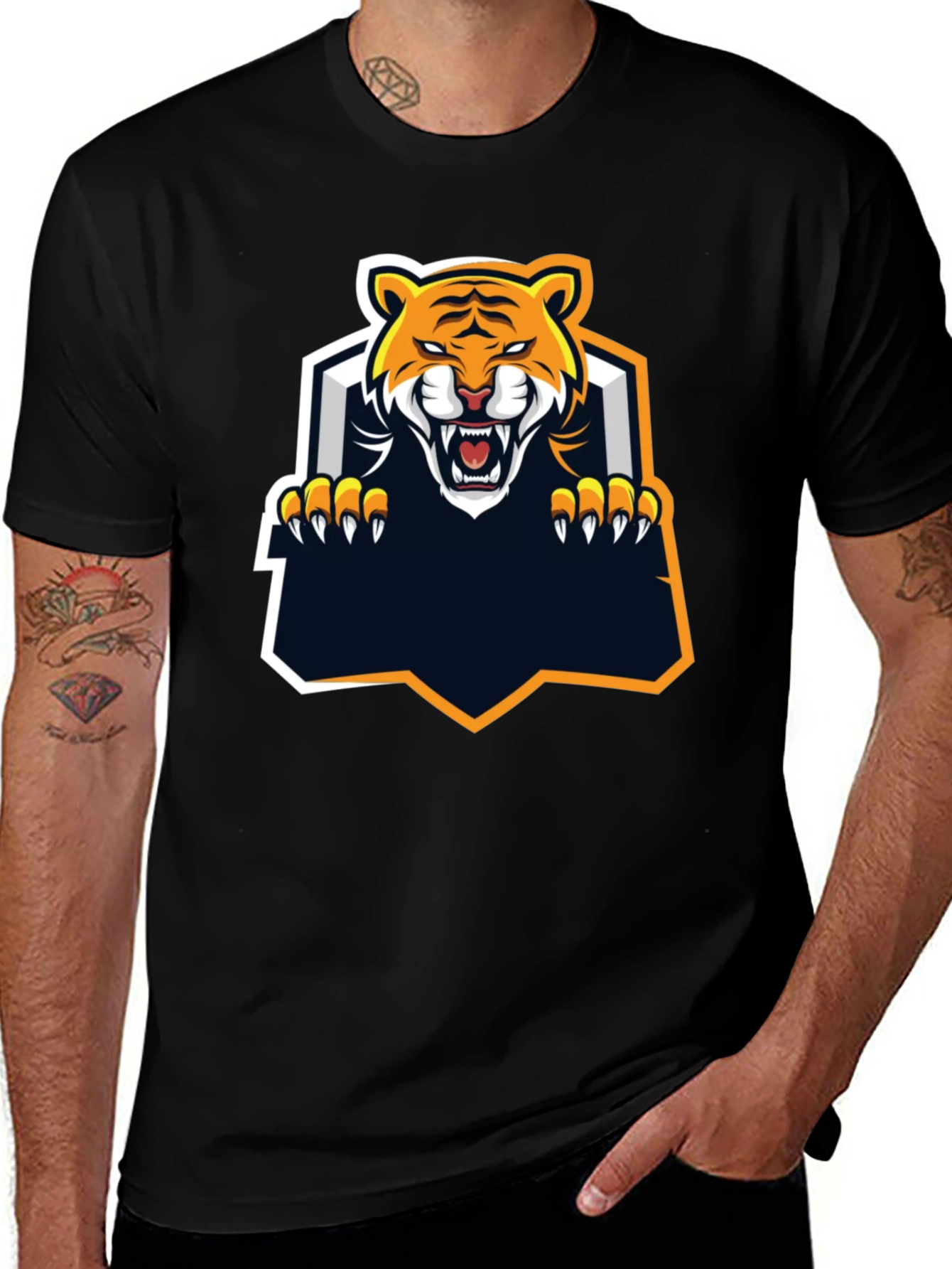 Variant 10 of Cool Tiger Graphic Print Black T-Shirt