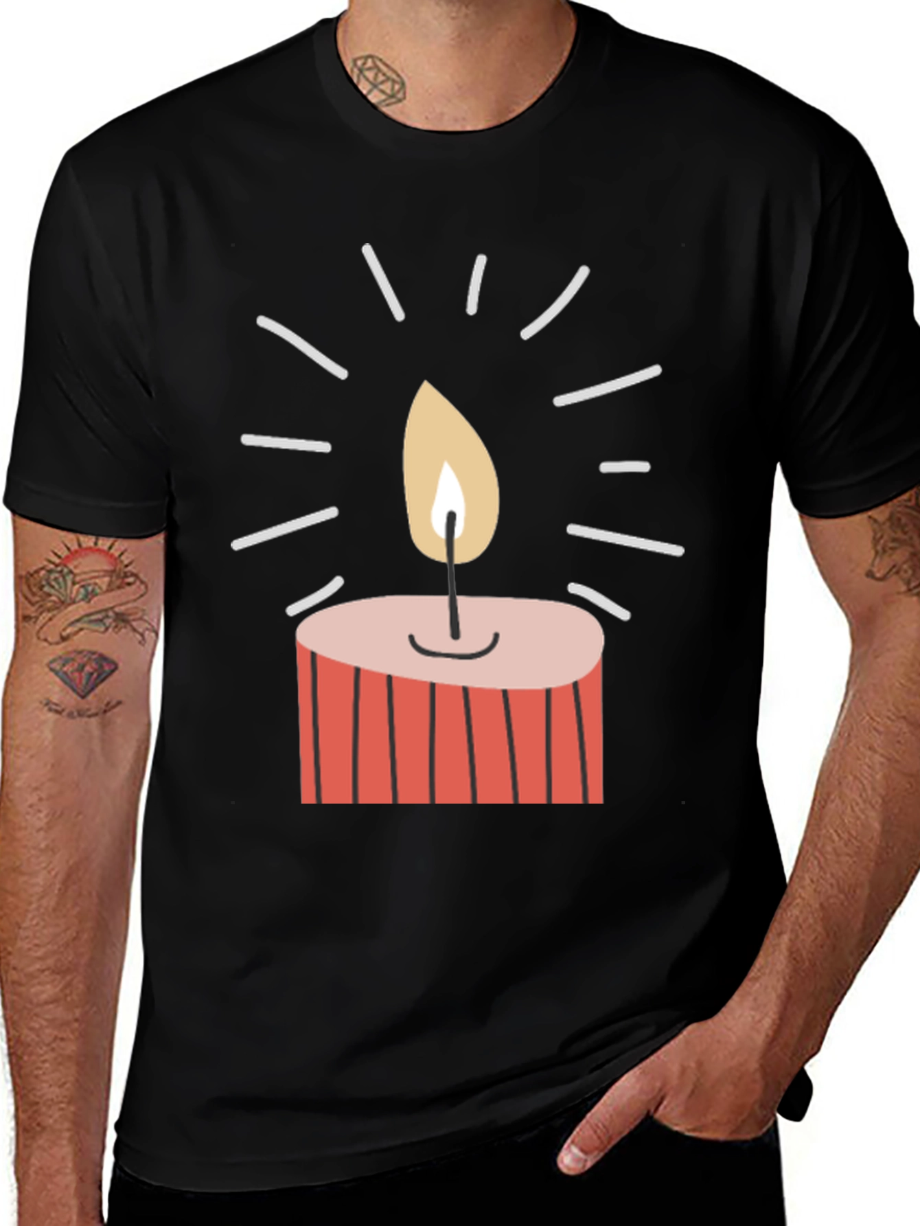 Variant 4 of Candle Graphic Tee - Black Cotton T-Shirt