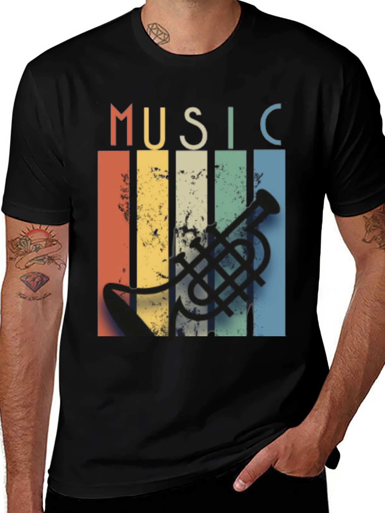 Retro Music Lover T-Shirt - Trumpet Design