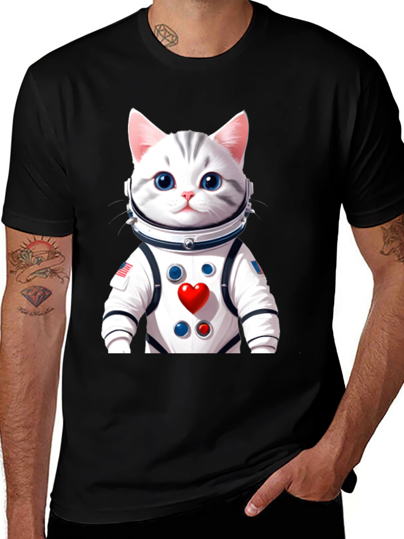 Variant 21 of Astronaut Cat Graphic T-Shirt - Space Lover Tee