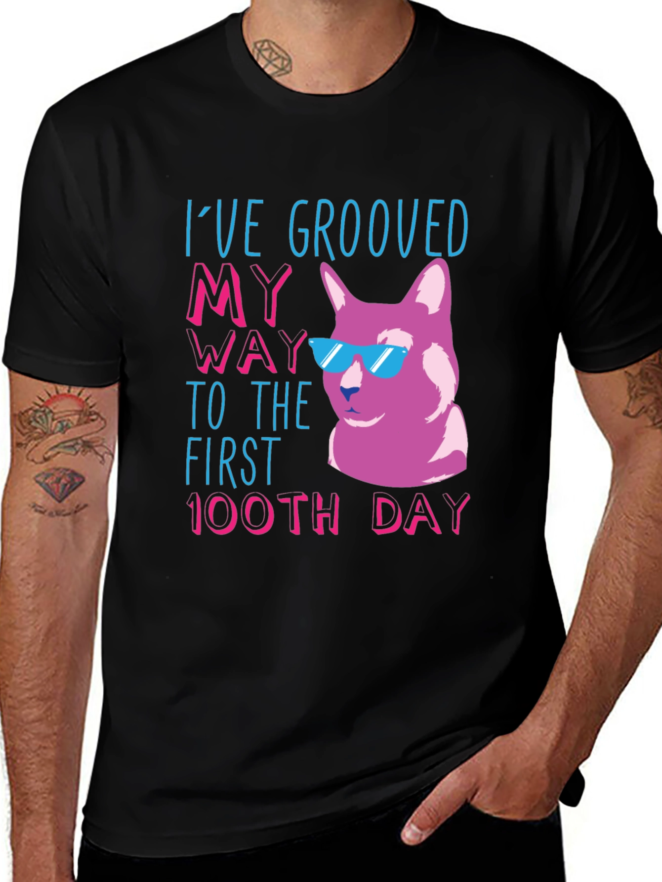 Groovy 100th Day Cat T-Shirt