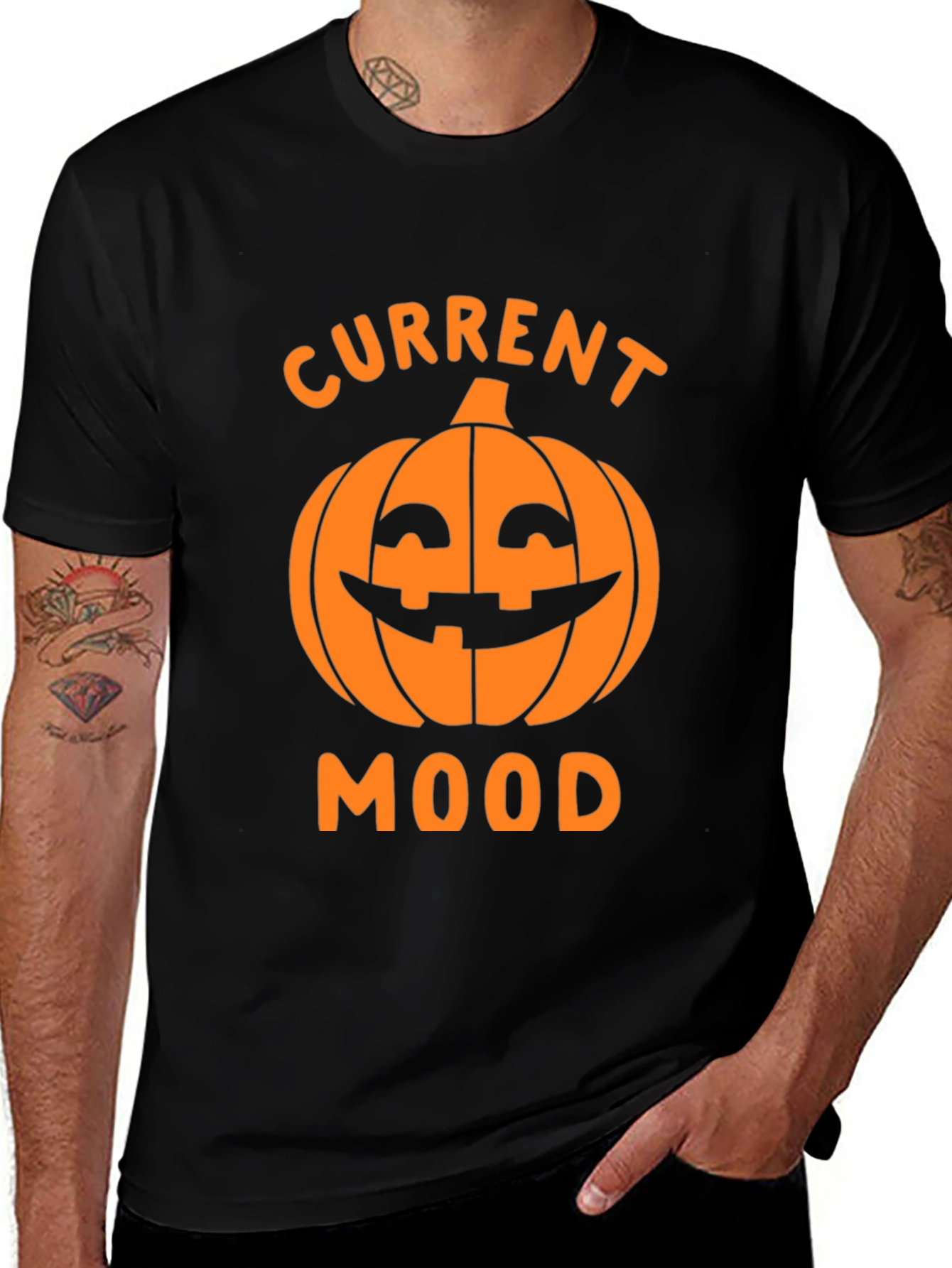 Halloween Pumpkin Current Mood Graphic T-Shirt