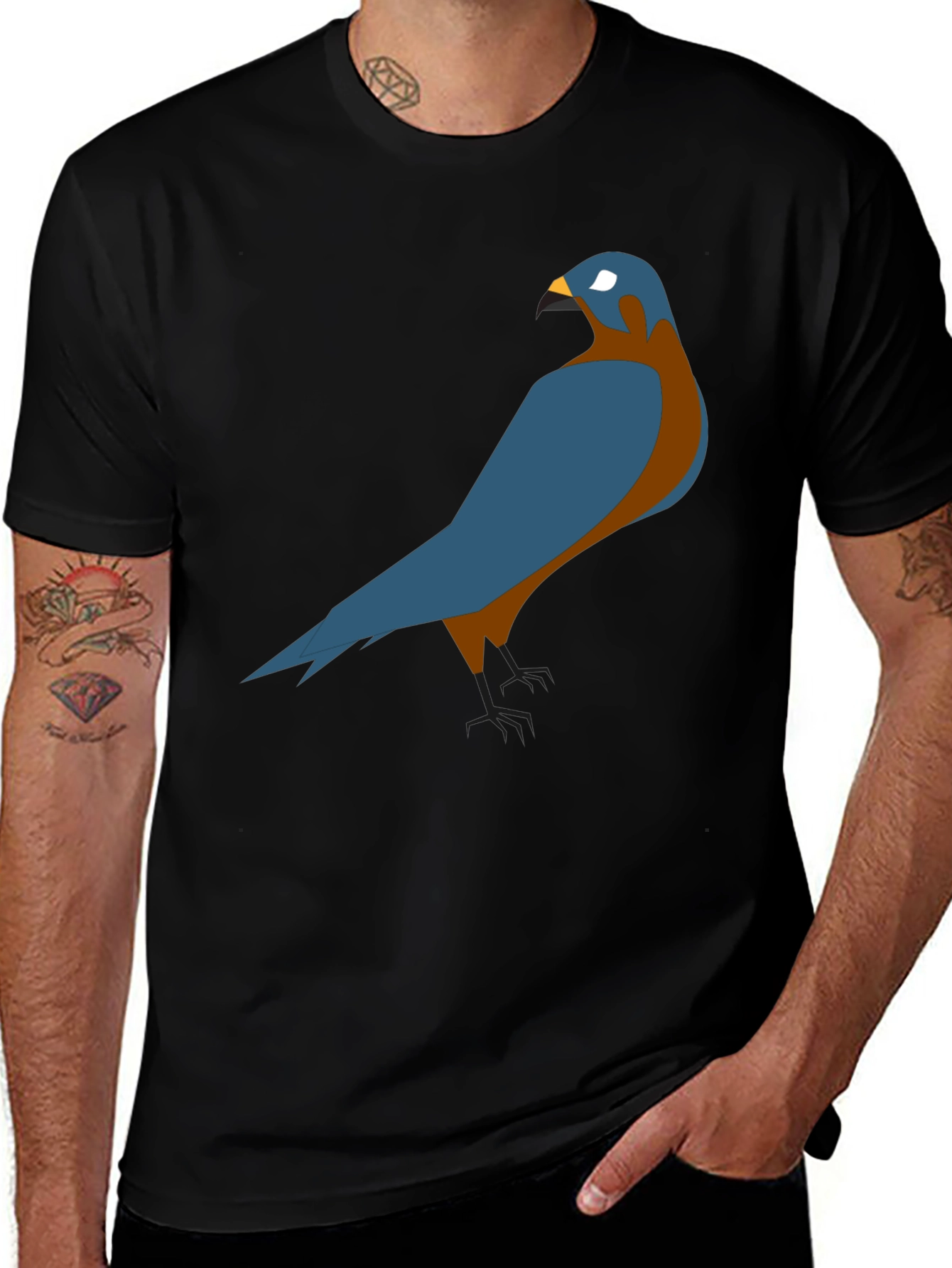 Variant 16 of Stylish Bird Graphic Tee - Black Cotton Comfort