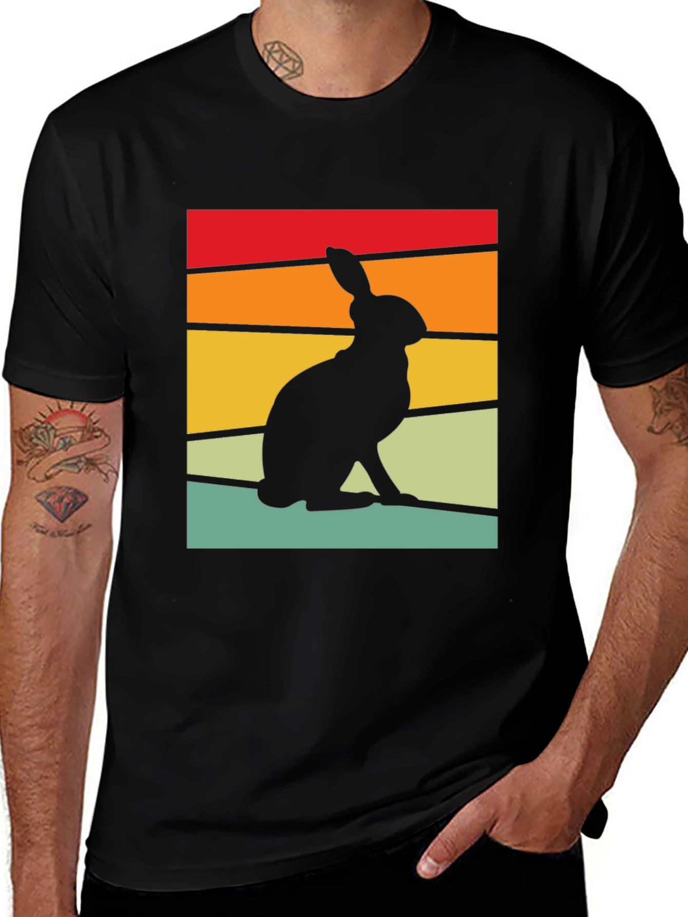 Variant 10 of Retro Rabbit Graphic Tee - Black