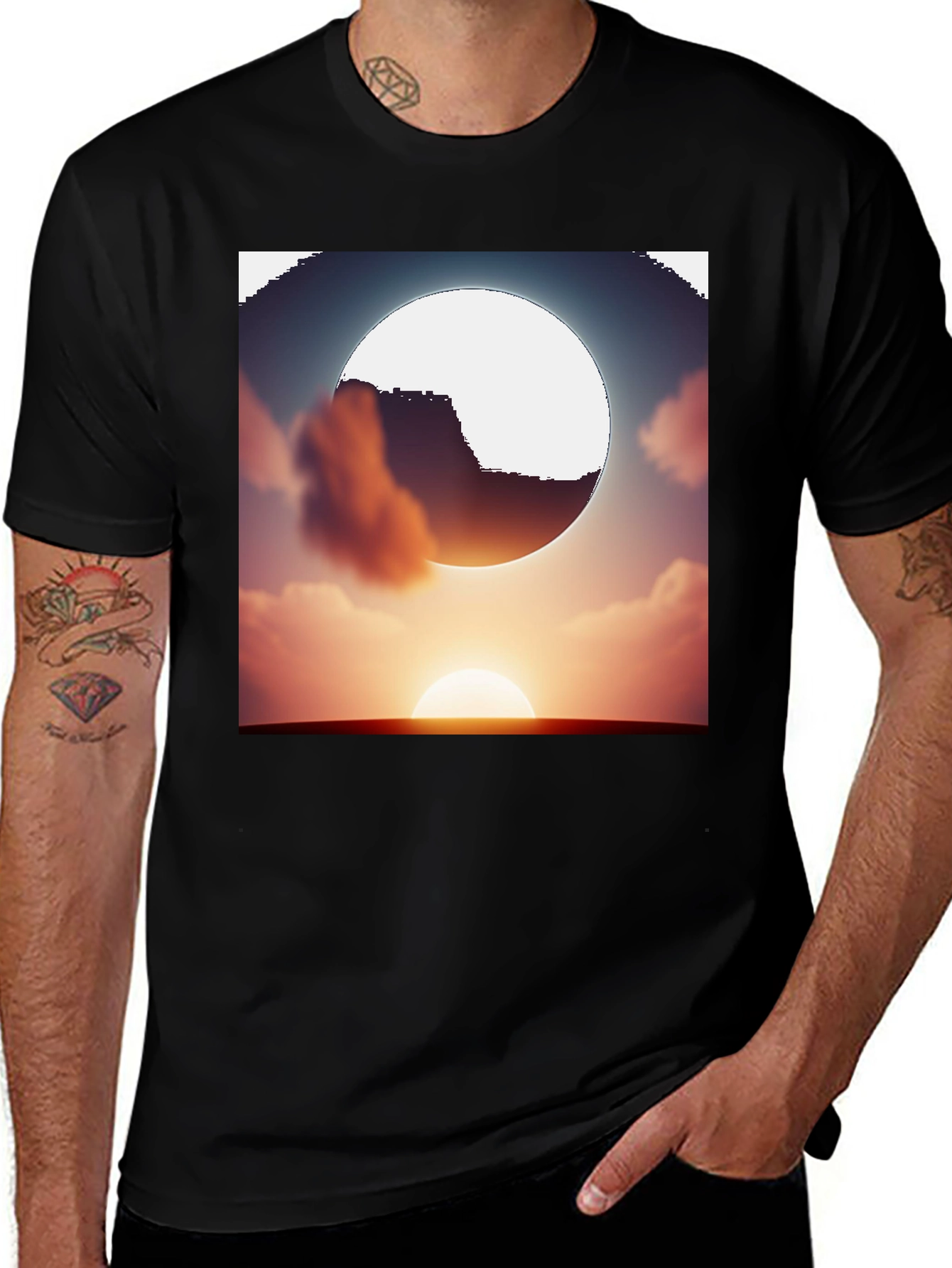 Variant 23 of Sunset Graphic Tee - Black Short Sleeve