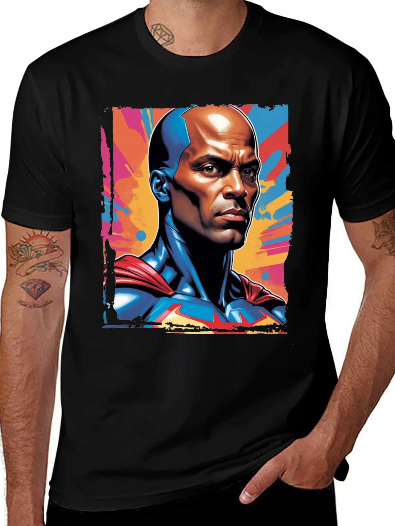 Black Bold Superhero Graphic Tee - Black Cotton main image