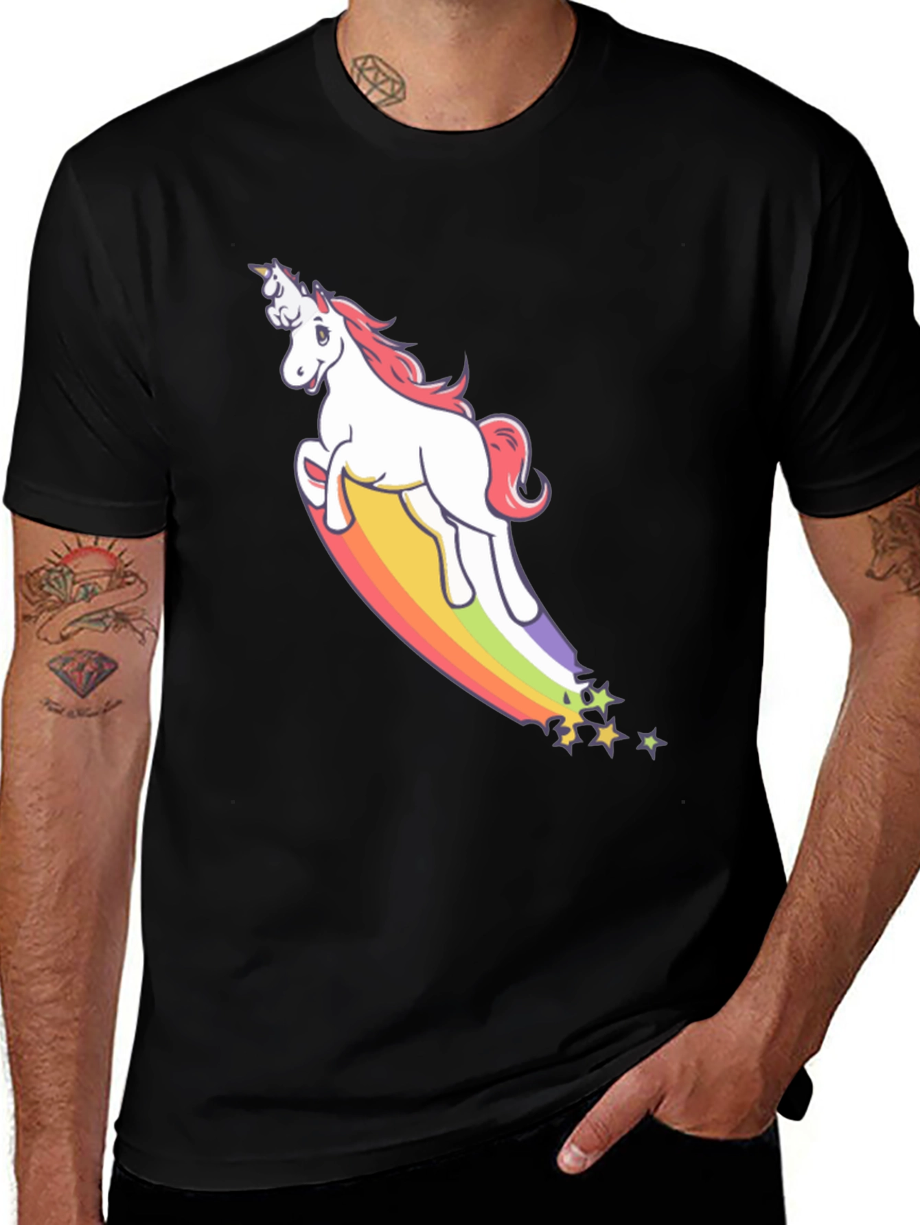 Variant 21 of Unicorn Rainbow Graphic Tee - Black T-Shirt