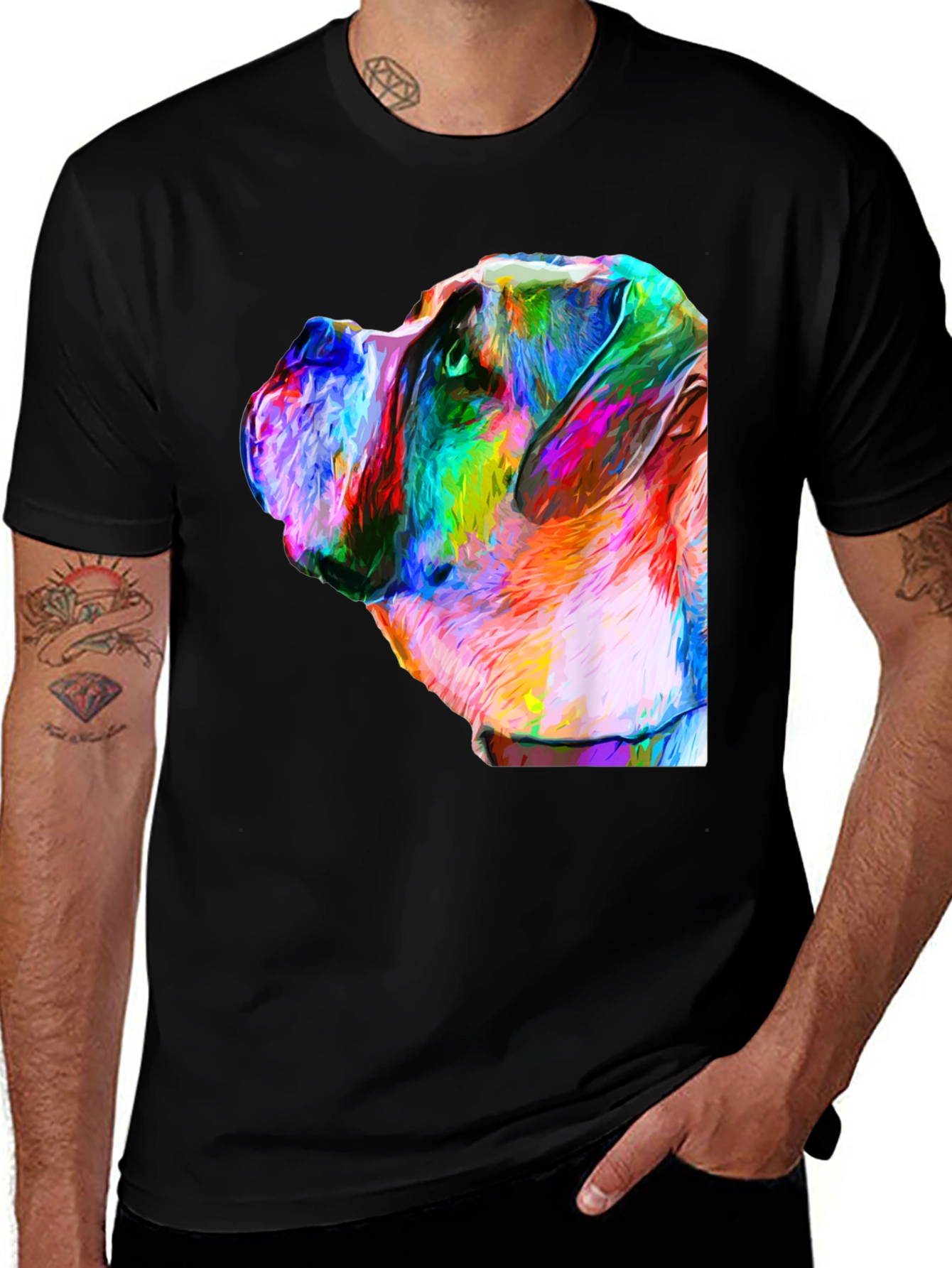 Colorful Dog Portrait Graphic T-Shirt