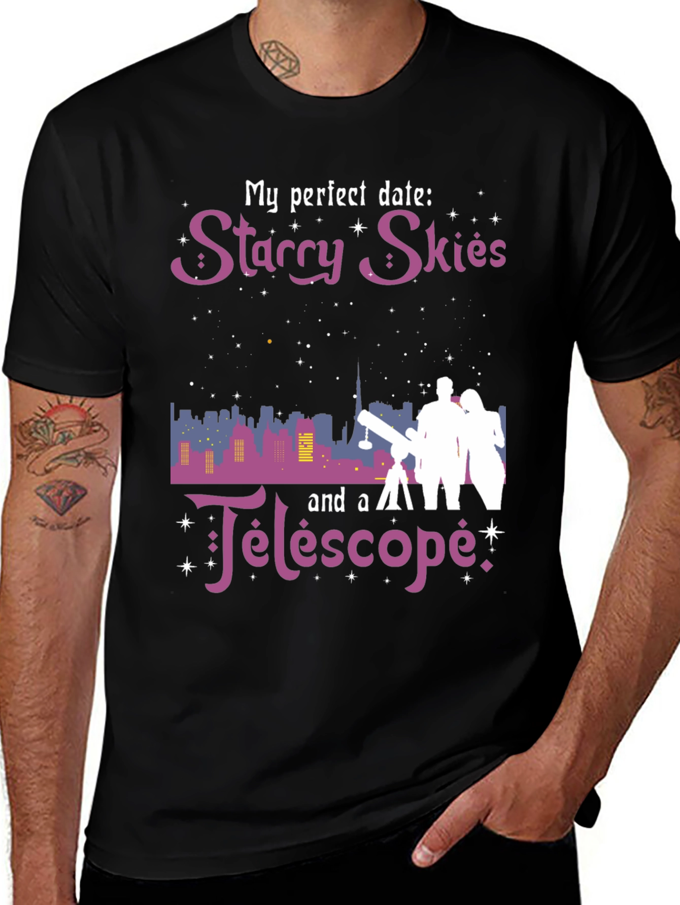 Variant 27 of Starry Skies Telescope Graphic Tee